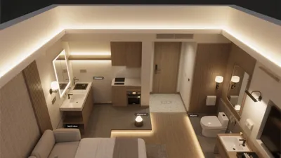 Modern Studio Apartment with Warm Wood & Ambient Lighting