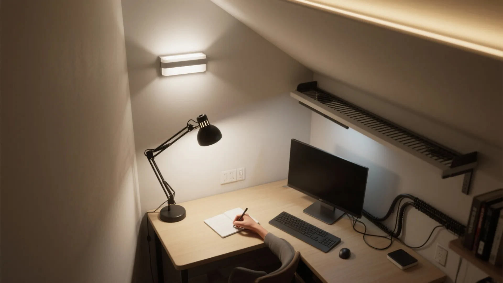 Task Lighting Layers: Desk, Wall, Ambient
