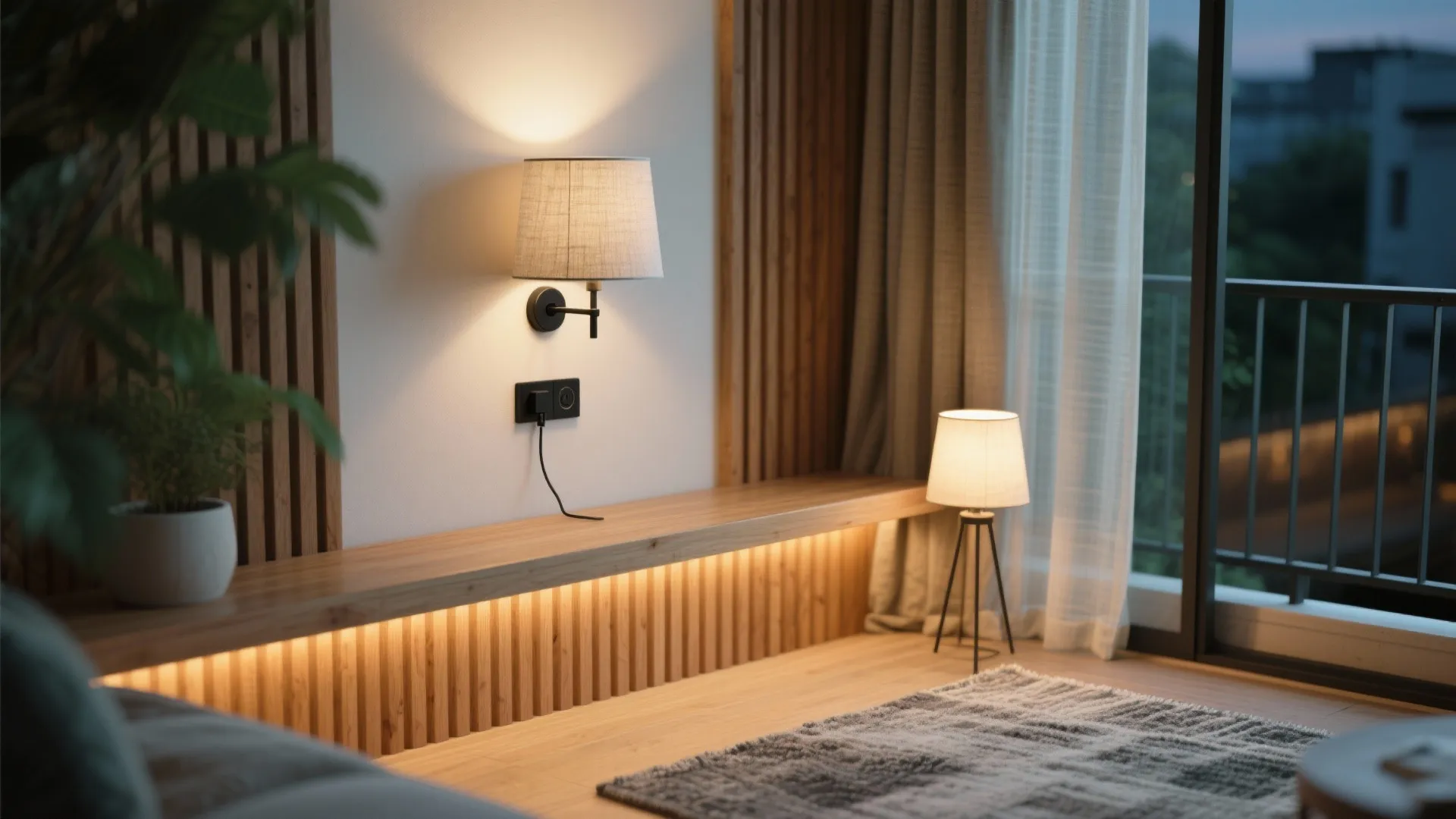 Layered lighting and acoustic comfort in a small footprint