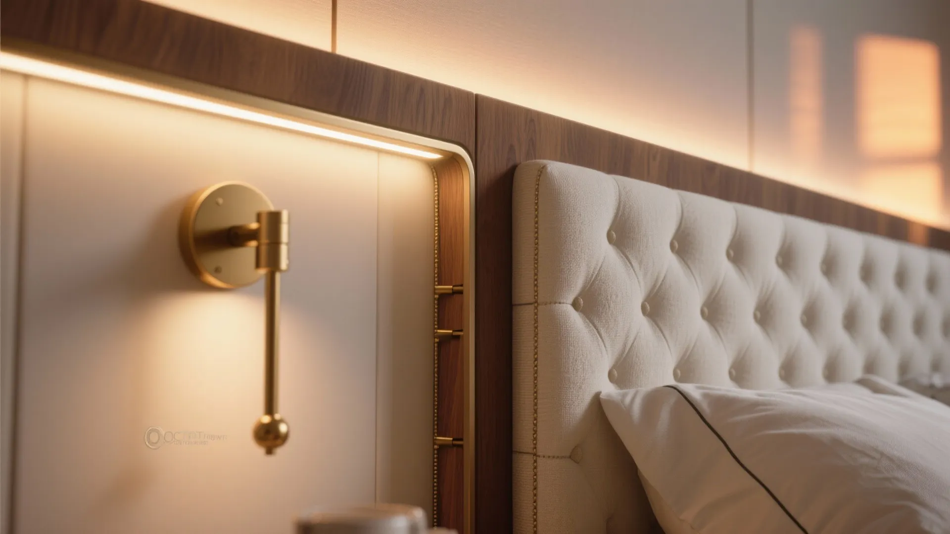 Statement headboard wall with integrated lighting