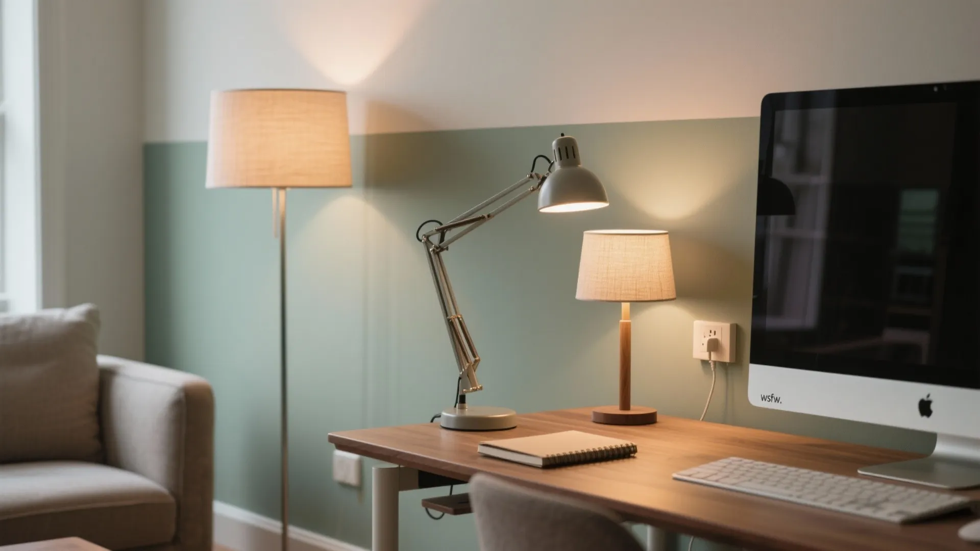 4) Layered lighting and calming color blocking