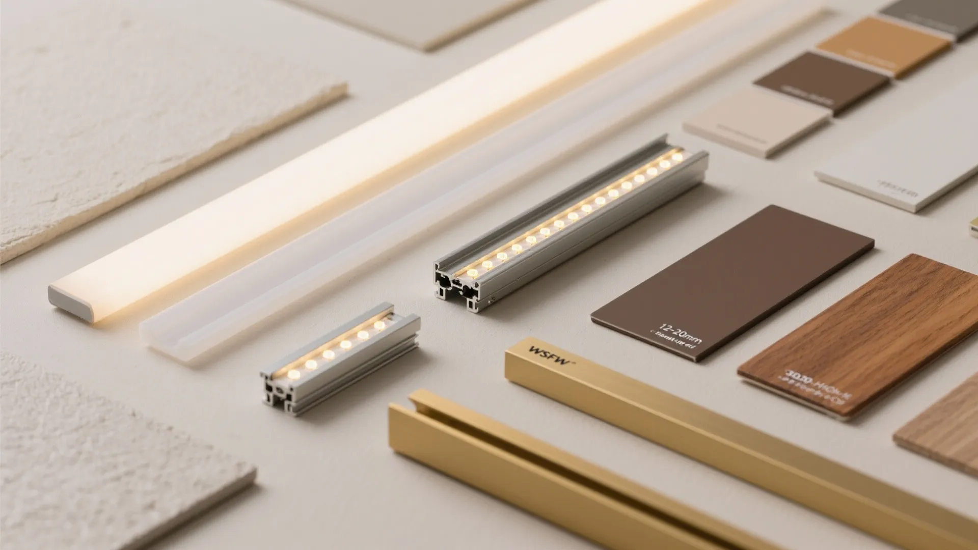 Backlit panels and floating light bars for soft glow