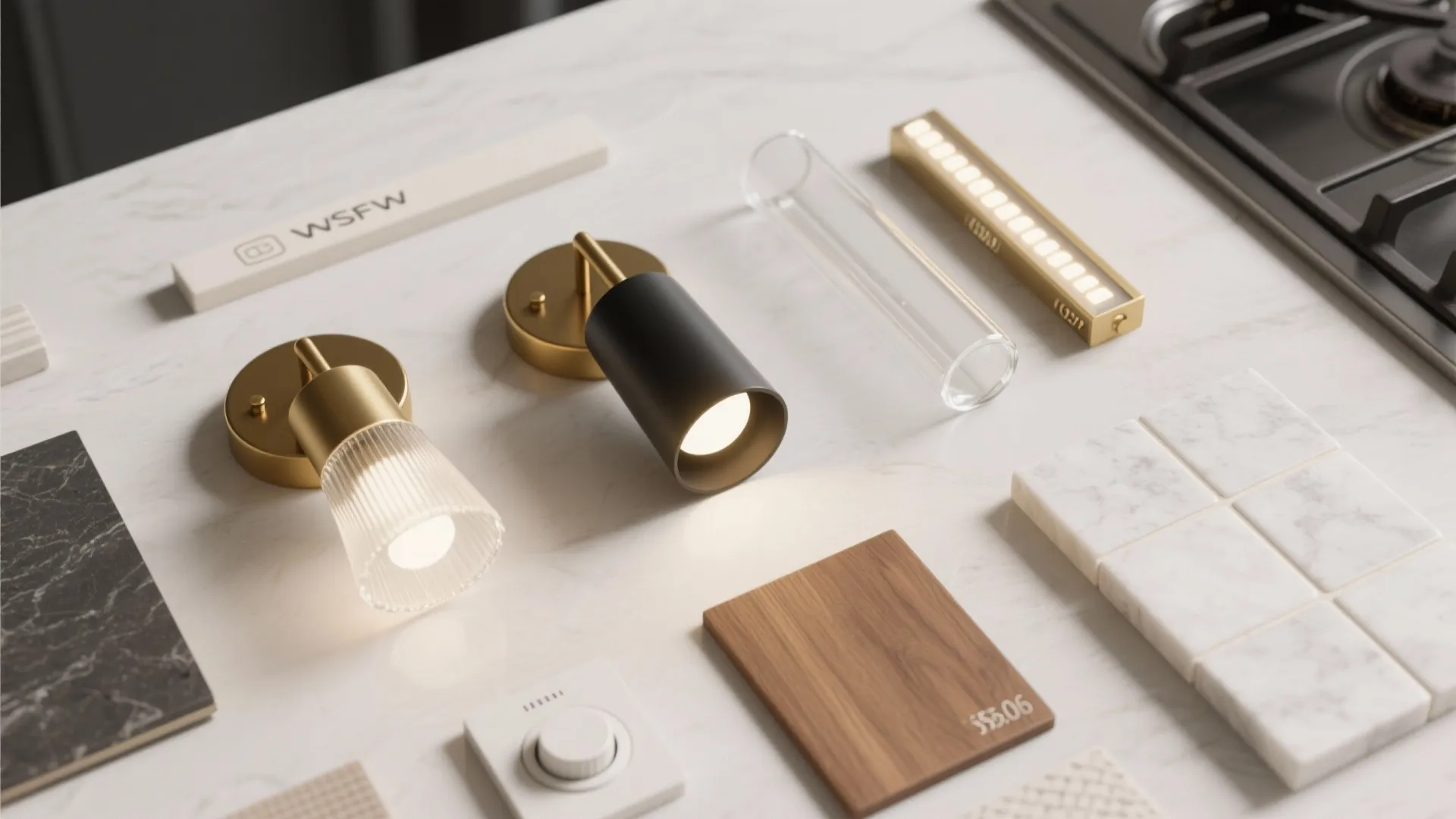 5) Layered Light: Pair Double Sconces with Under-Cabinet LEDs