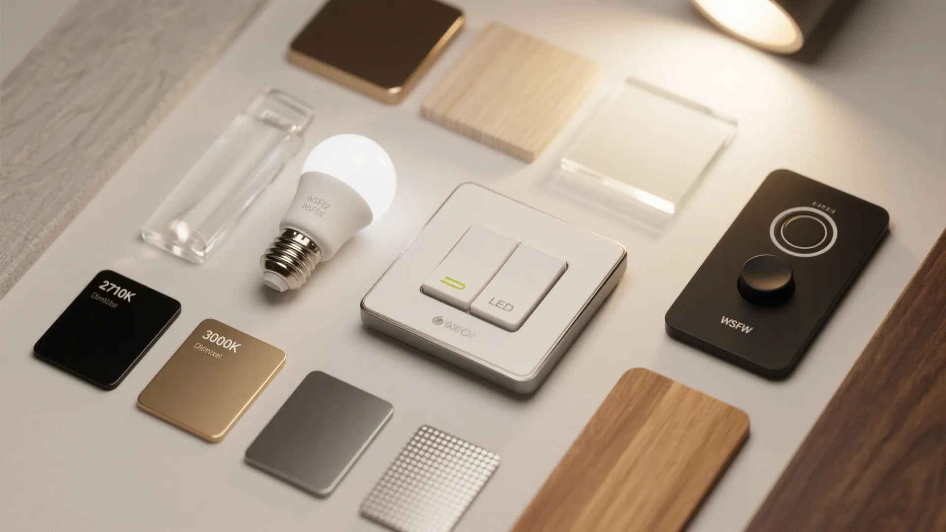 Layered lighting with dimmers and warm color temperature