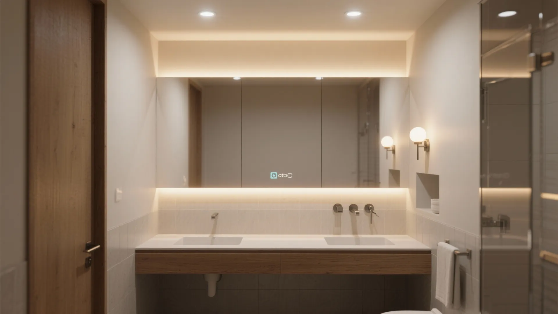 Layered lighting and mirrors for daily comfort