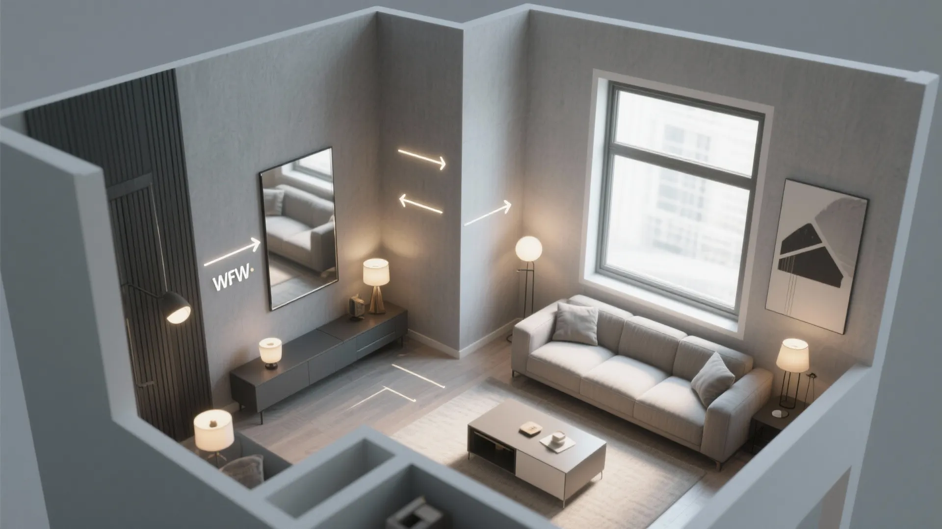 5. Lighting and mirrors to expand