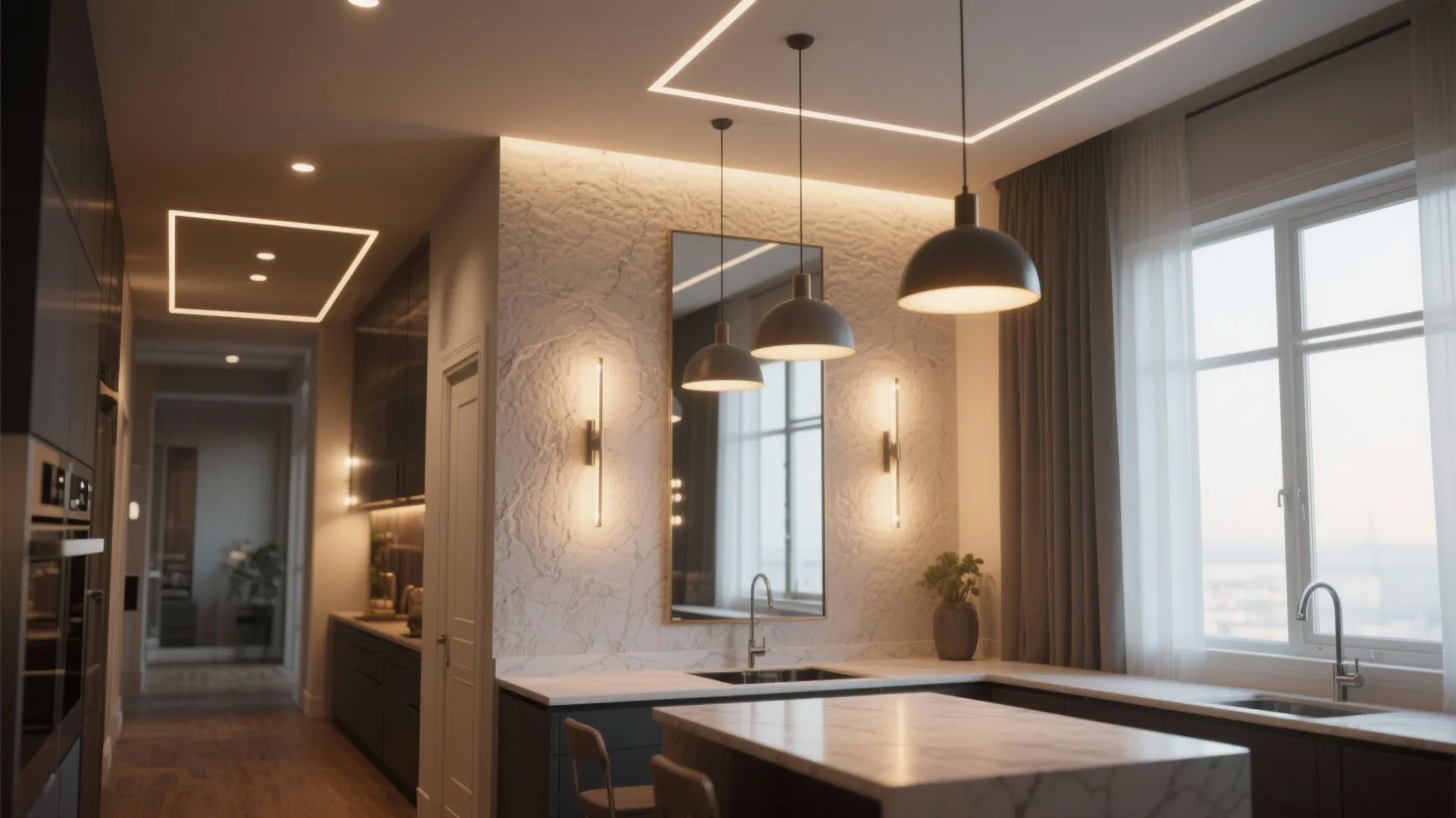 4. Layer lighting and mirror strategically