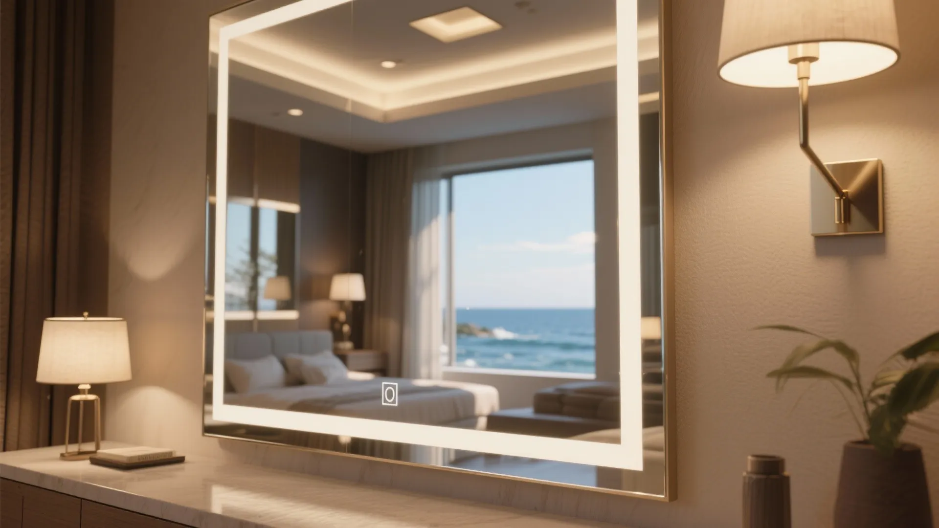 5. Smart lighting and mirrored accents