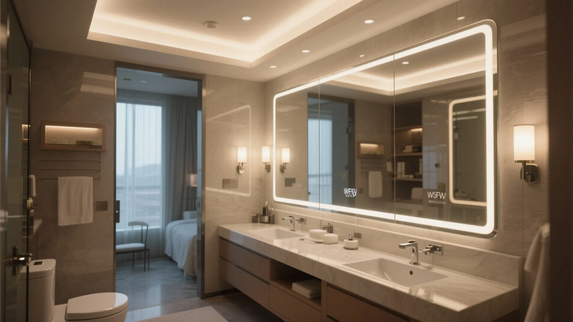 5. Lighting and mirrors that enlarge and flatter