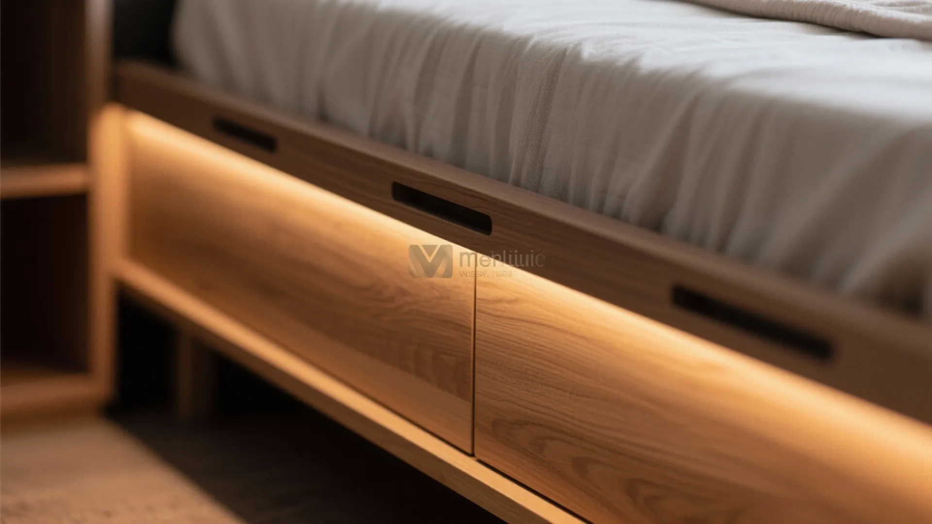 LED lighting integrated into a Murphy bed frame
