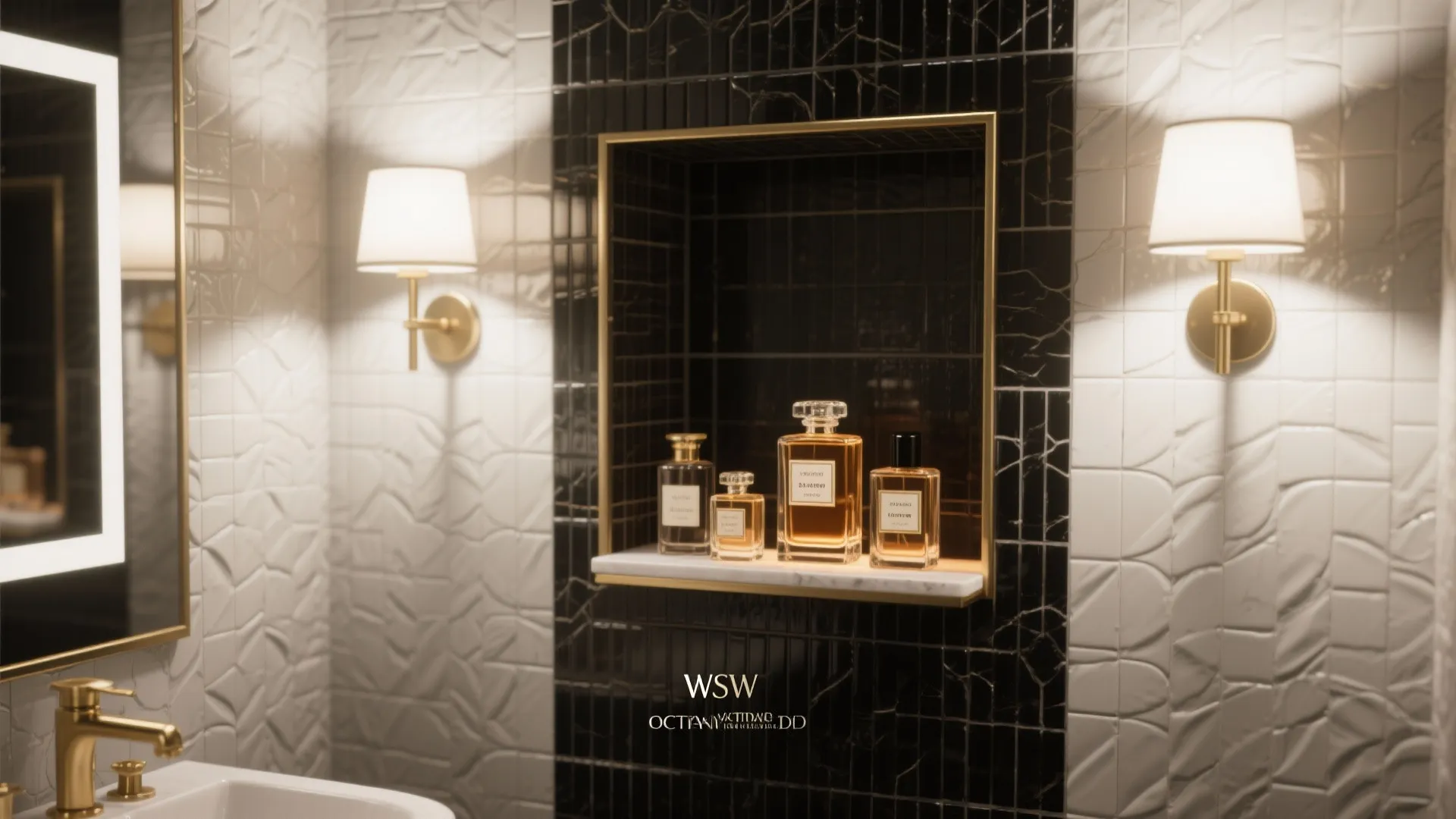 4. Statement Lighting and a Perfume Display Nook