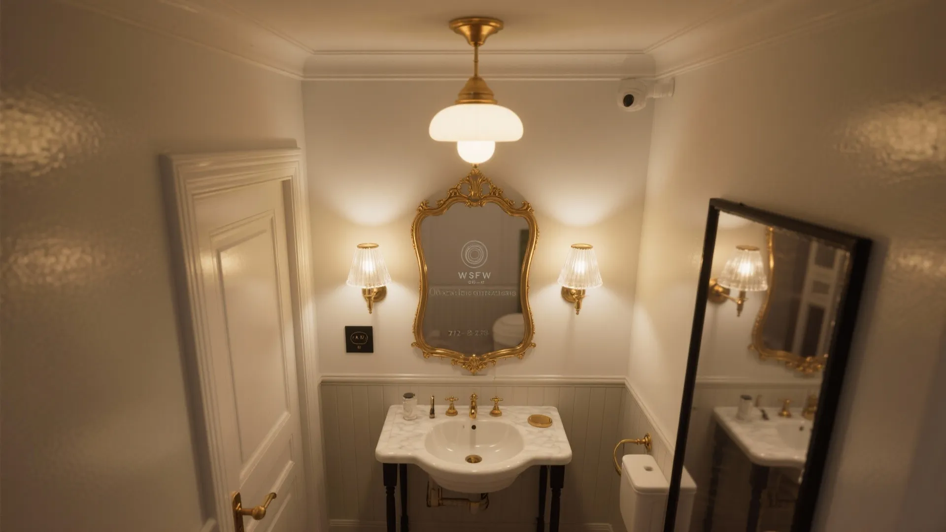 5) Gilded mirrors and soft, layered light