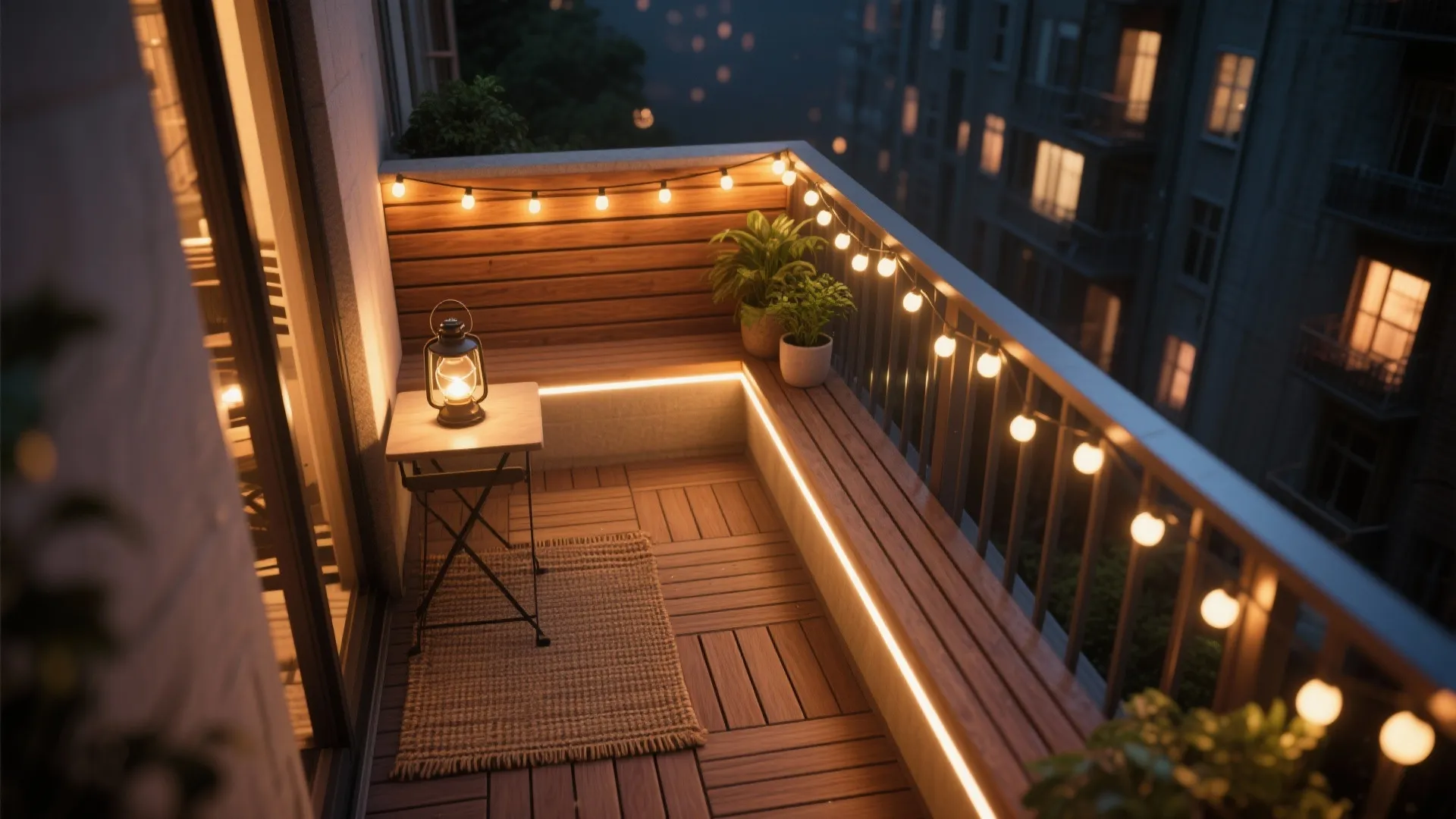 Layered lighting for after-dark ambience