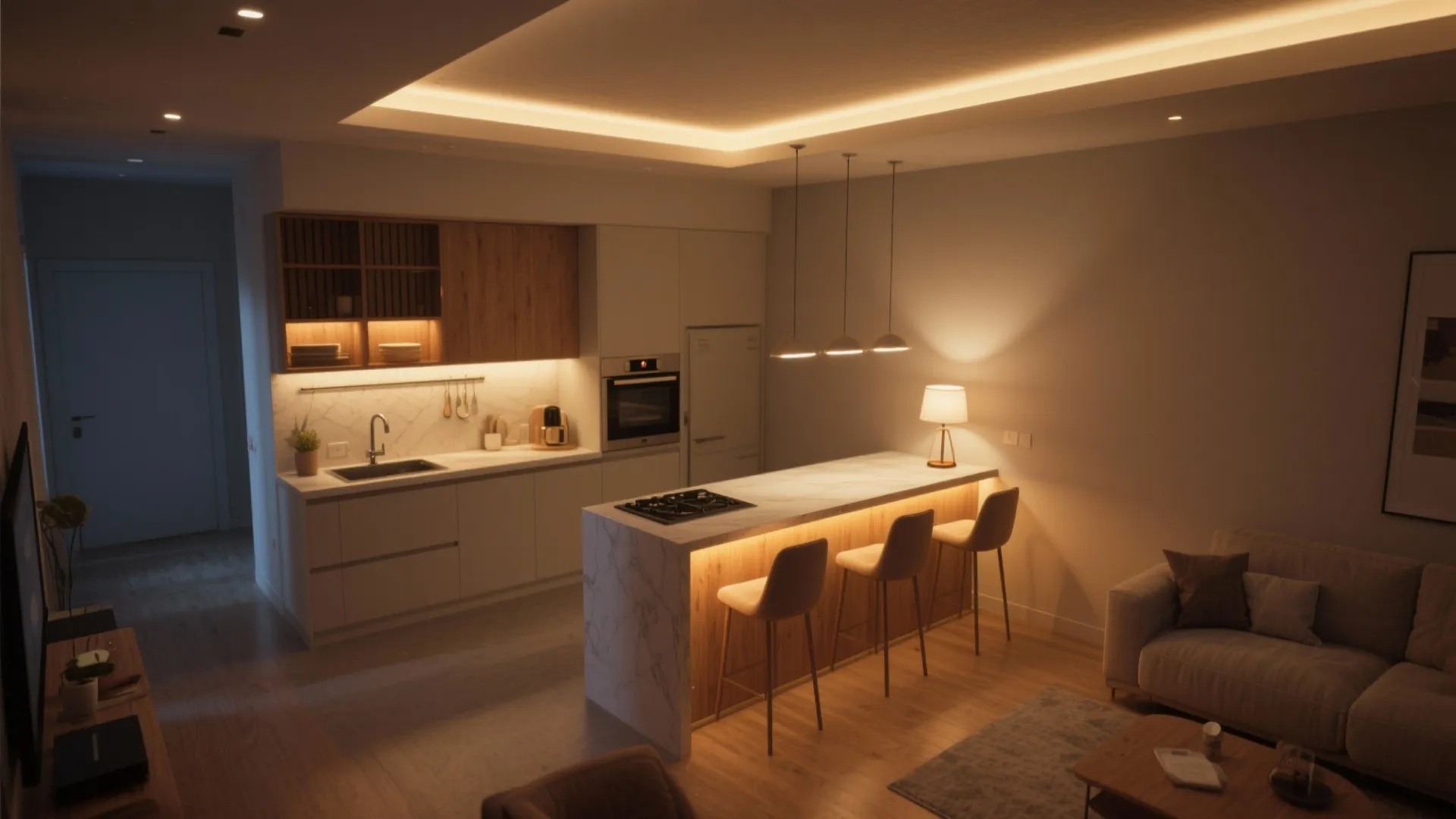 5) Layered lighting and gentle zoning