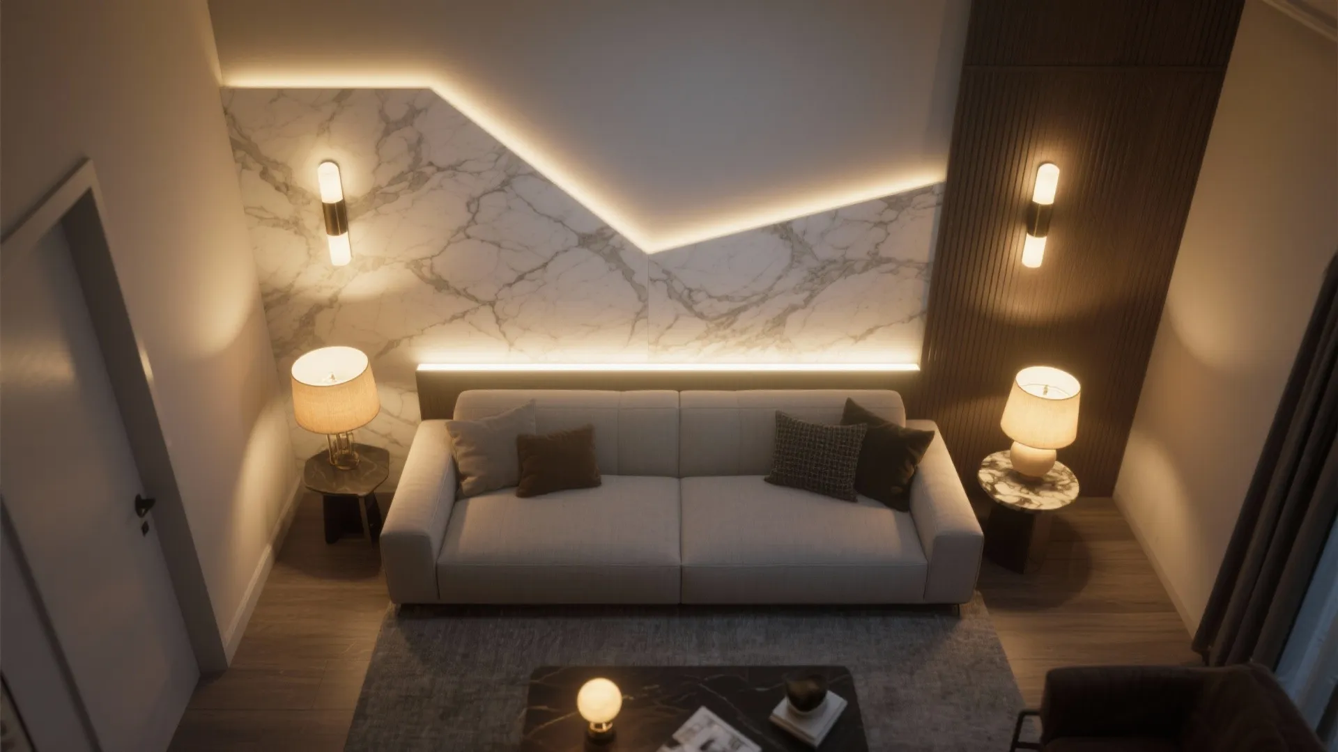 Layered Lighting on Marble Accents