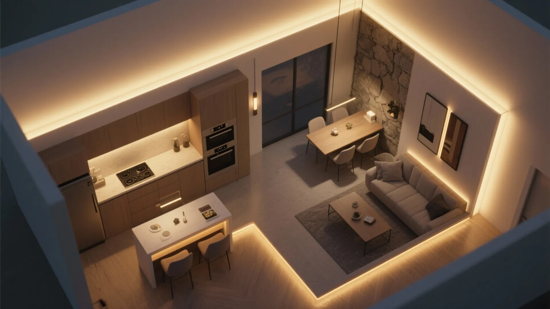 Hotel-Grade Layered Lighting in a Compact Plan