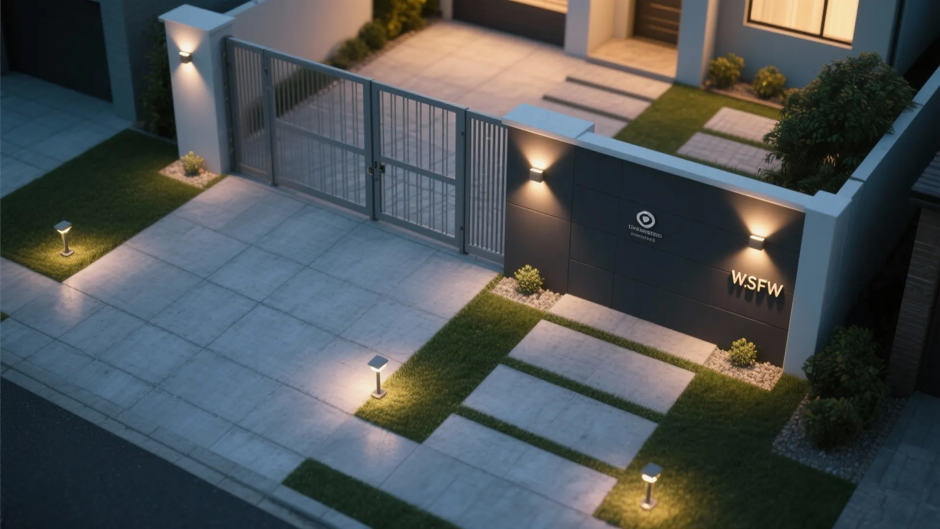 5) Smart Lighting, House Numbers, and Gate Integration