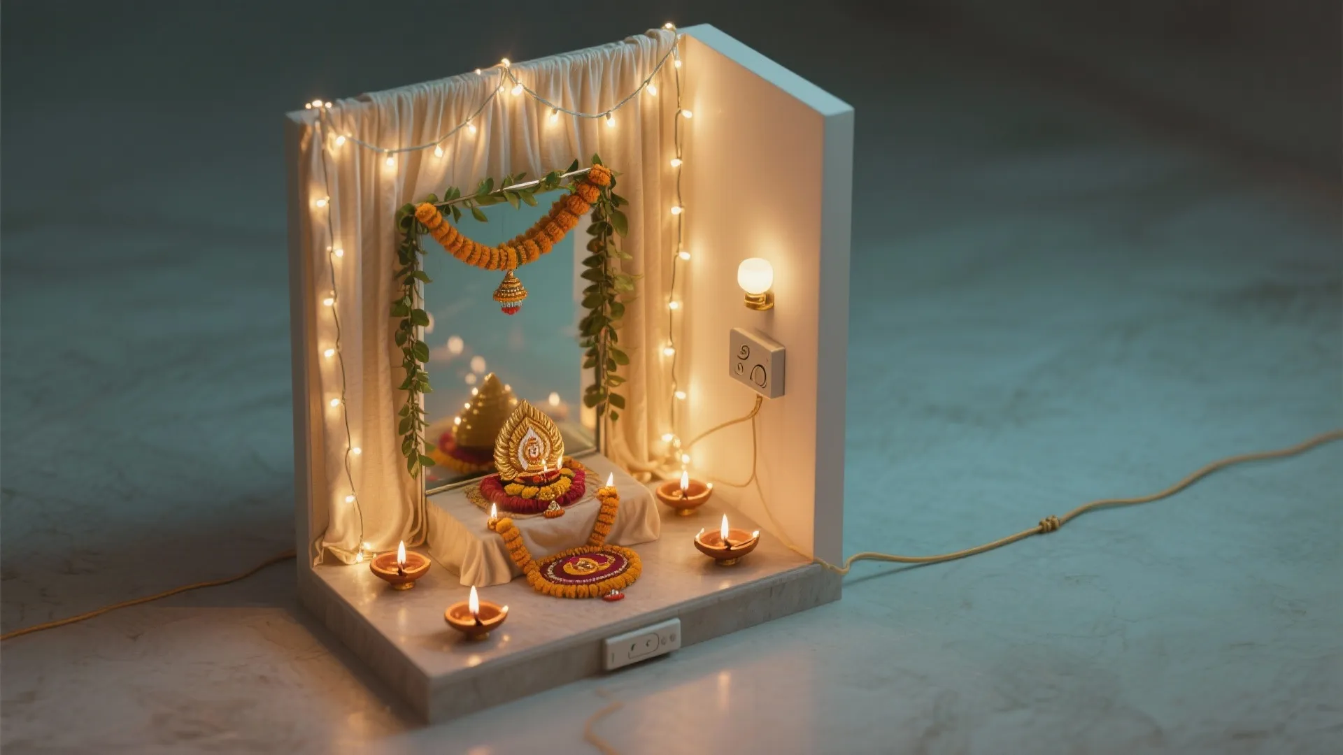 Lighting That Flatters: Diyas, Fairy Lights & Glass Backdrops