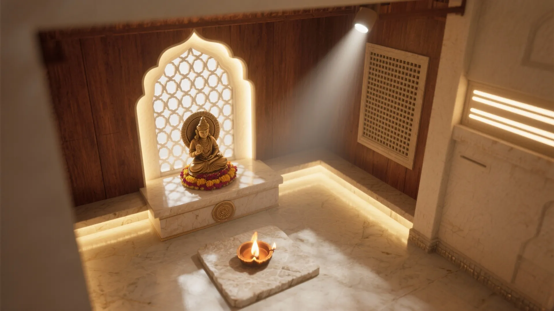 Layered lighting, ventilation, and safety without losing serenity