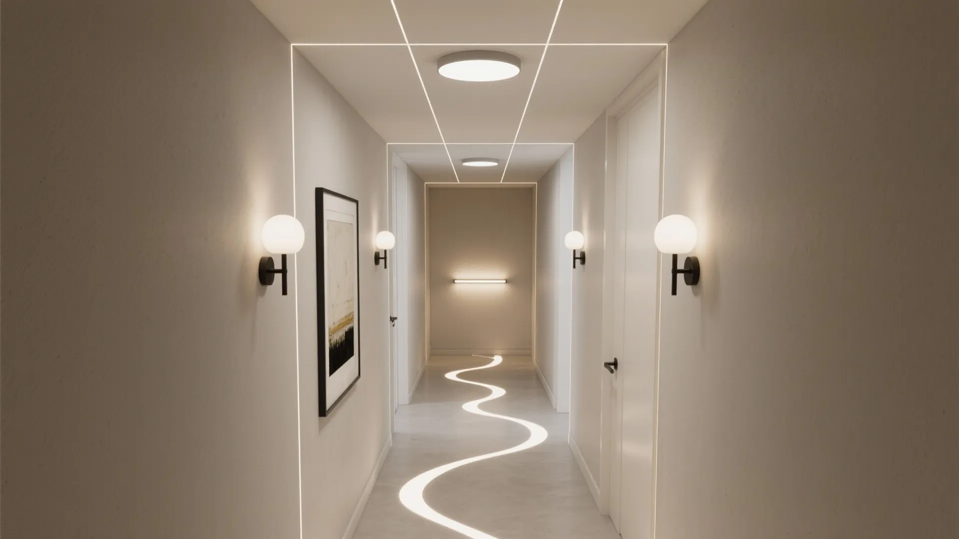 Layered lighting and art to set the mood