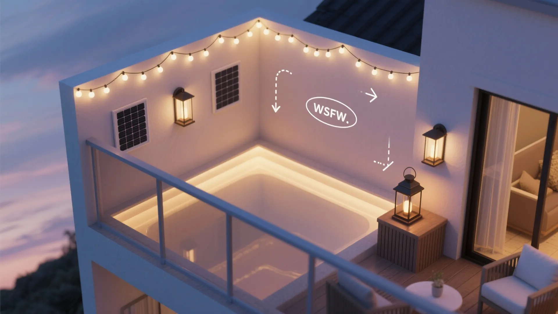 3) Layered Lighting: String Lights, Solar Sconces, and Lanterns