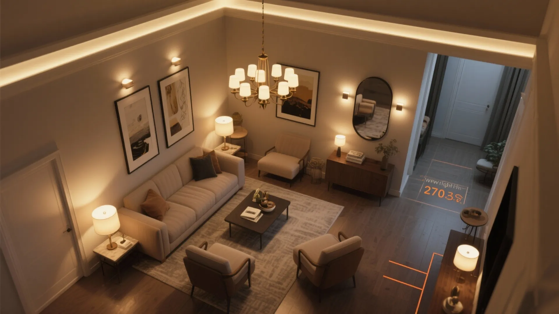 Statement Lighting as the Focal Sculpture