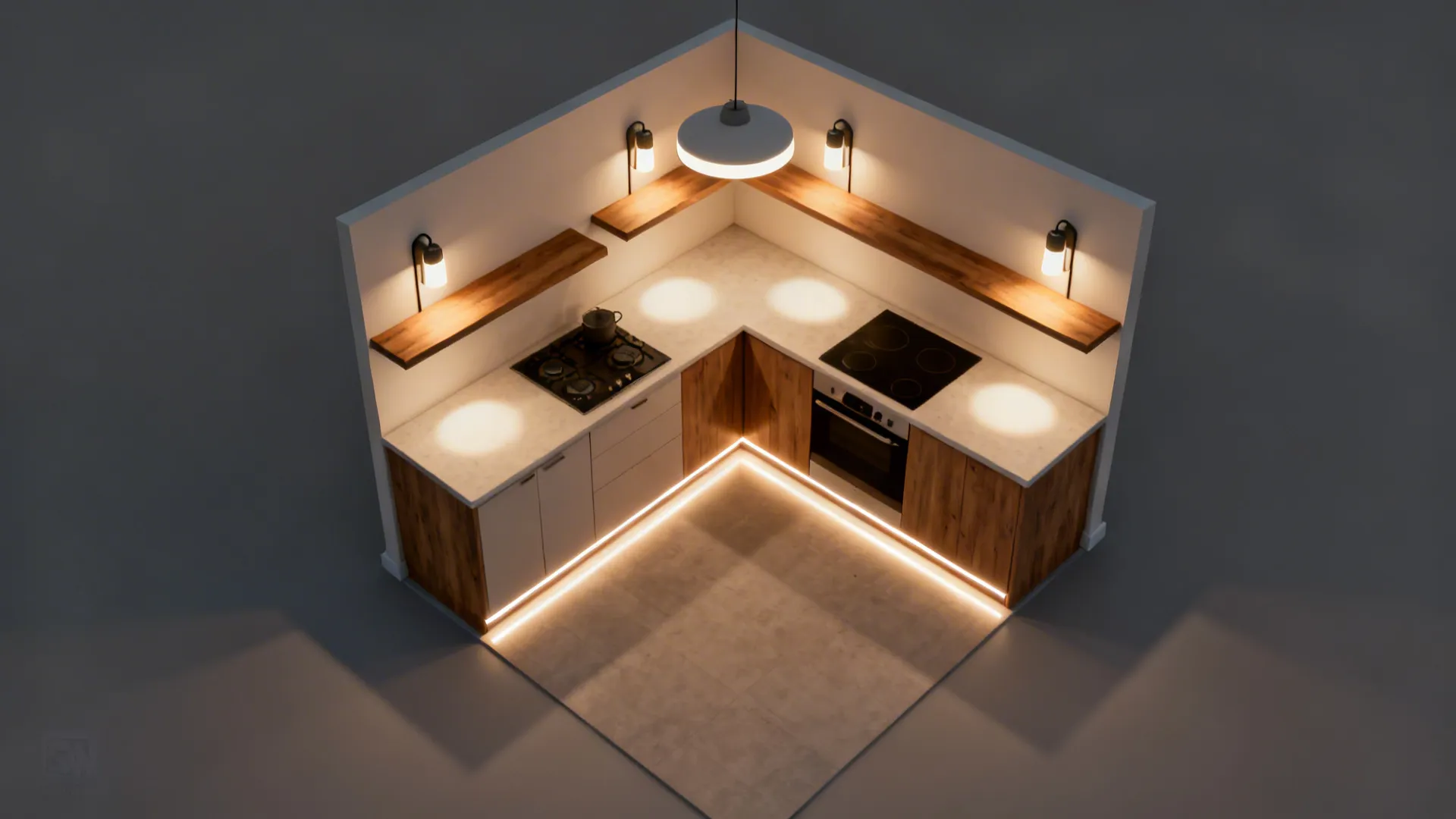 Layered lighting and plug-in solutions that don’t need an electrician