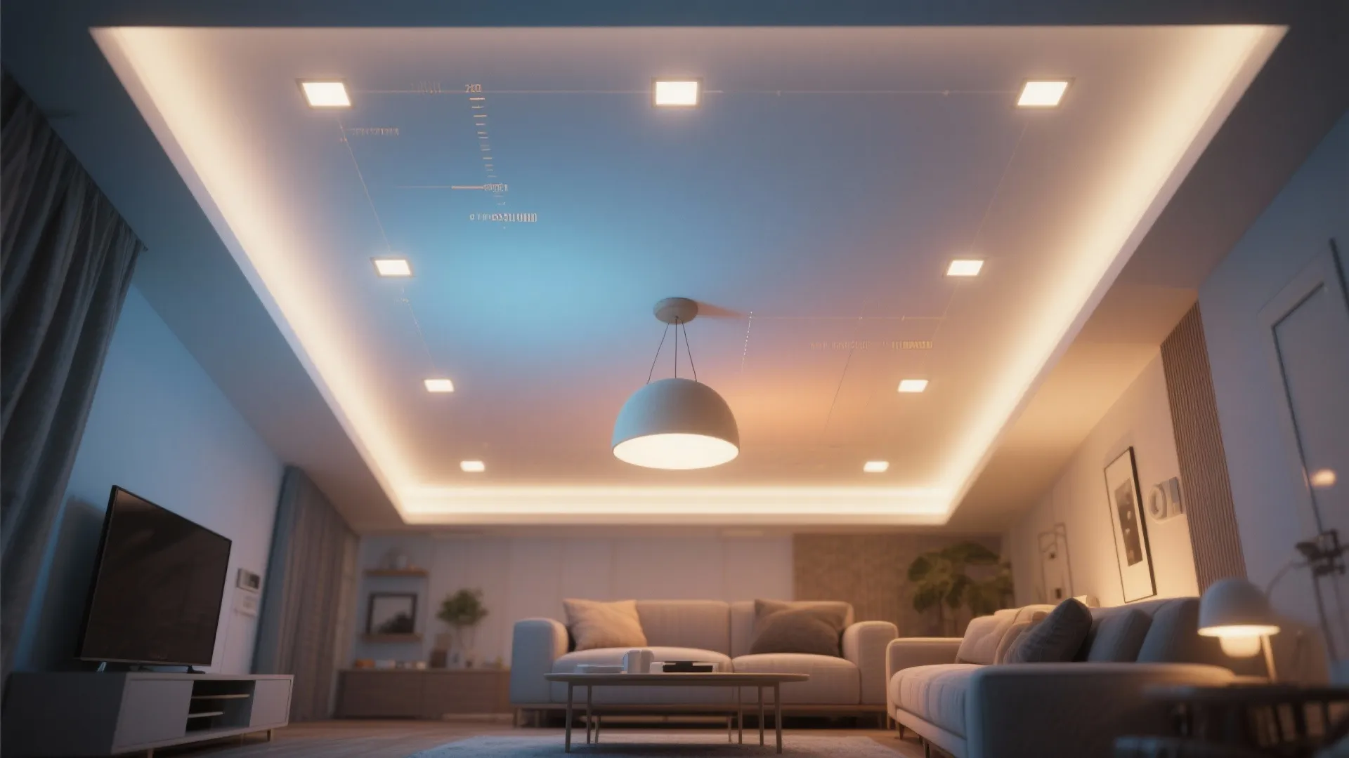 4. Use recessed lighting and a central pendant mix