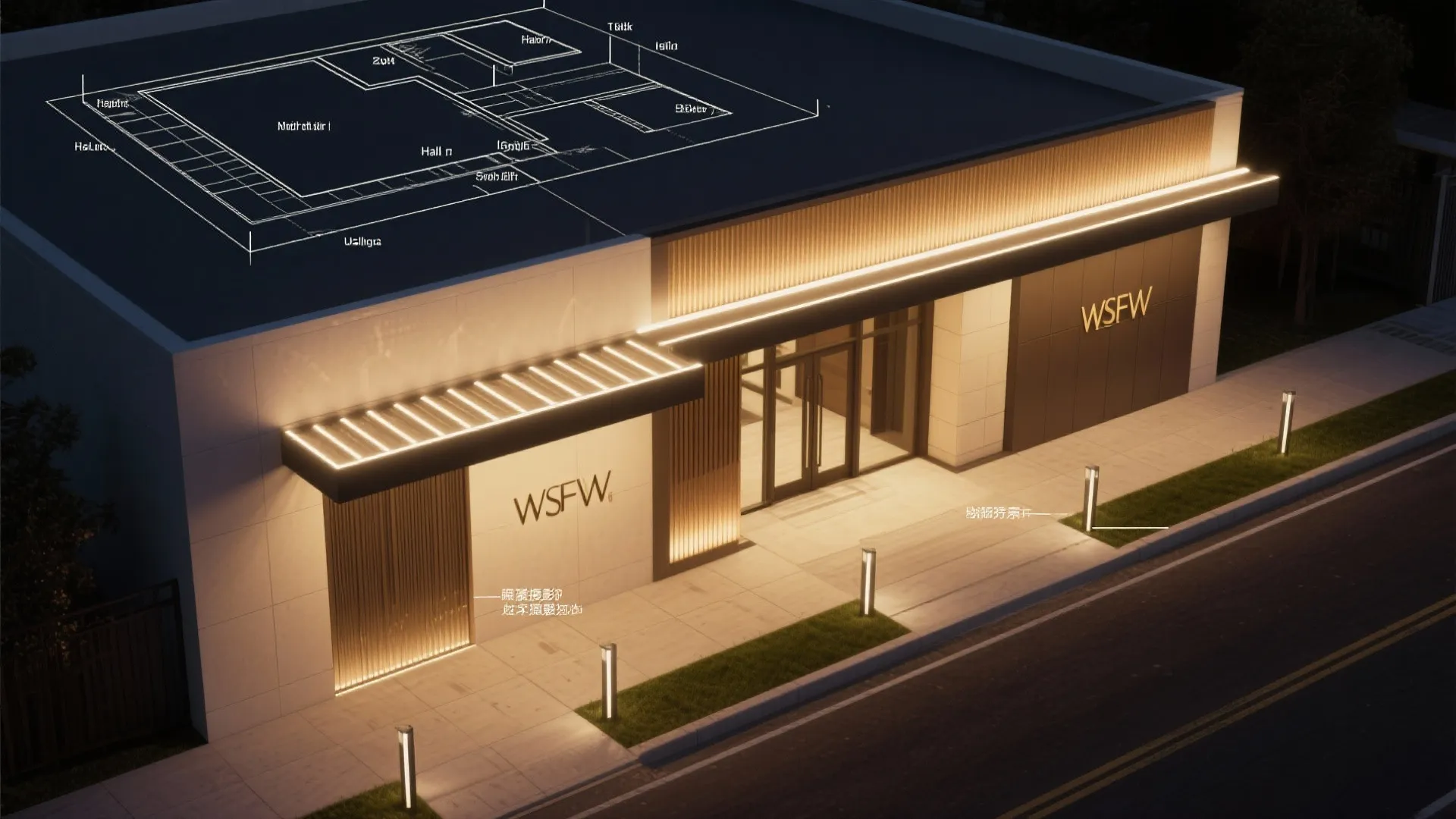 5) Facade lighting scenes for ceremonies and photos