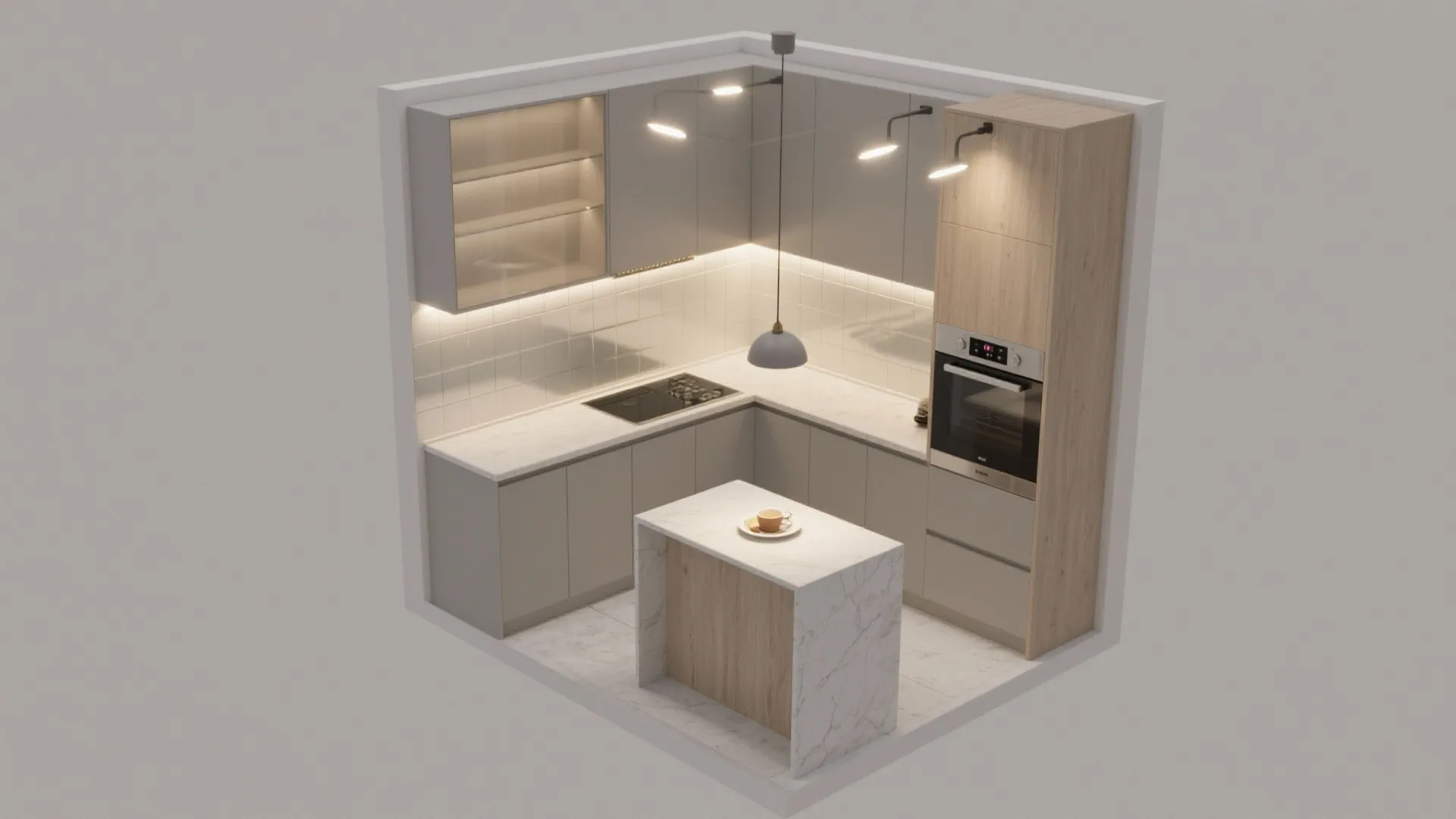 Smart lighting layers for small kitchens