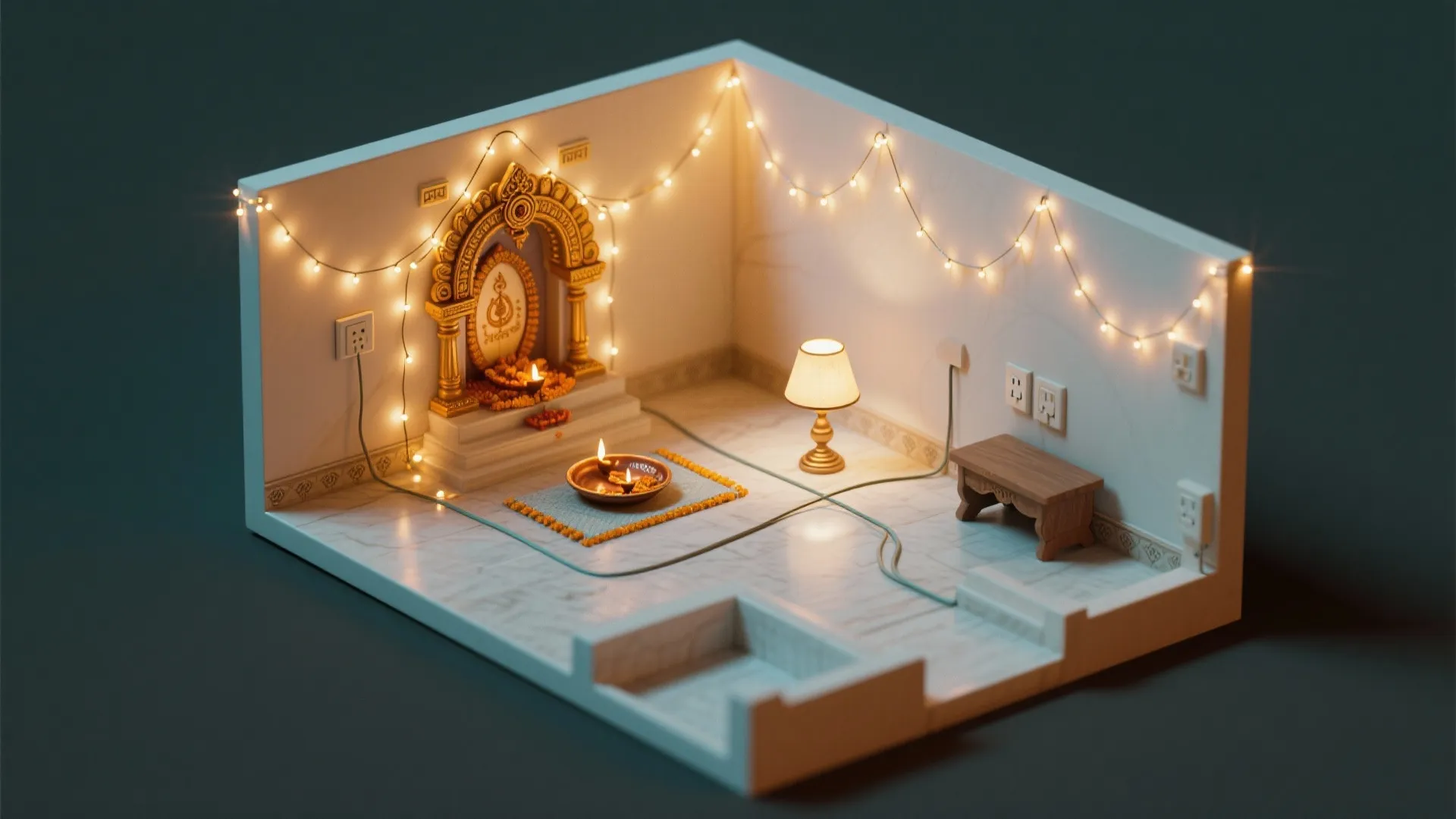 Layered Lighting: Diyas, Fairy Strings, and One Hero Lamp