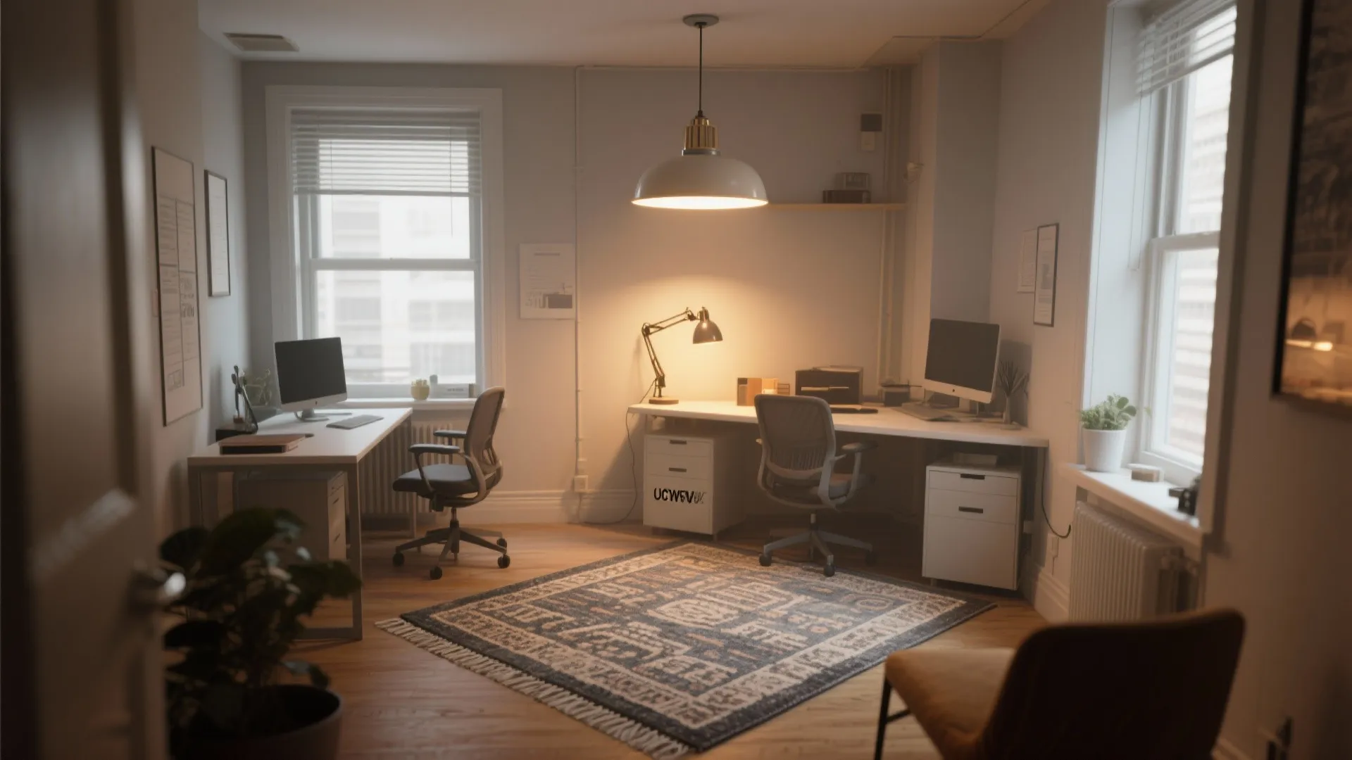 3. Zone with lighting and rugs for perceived space