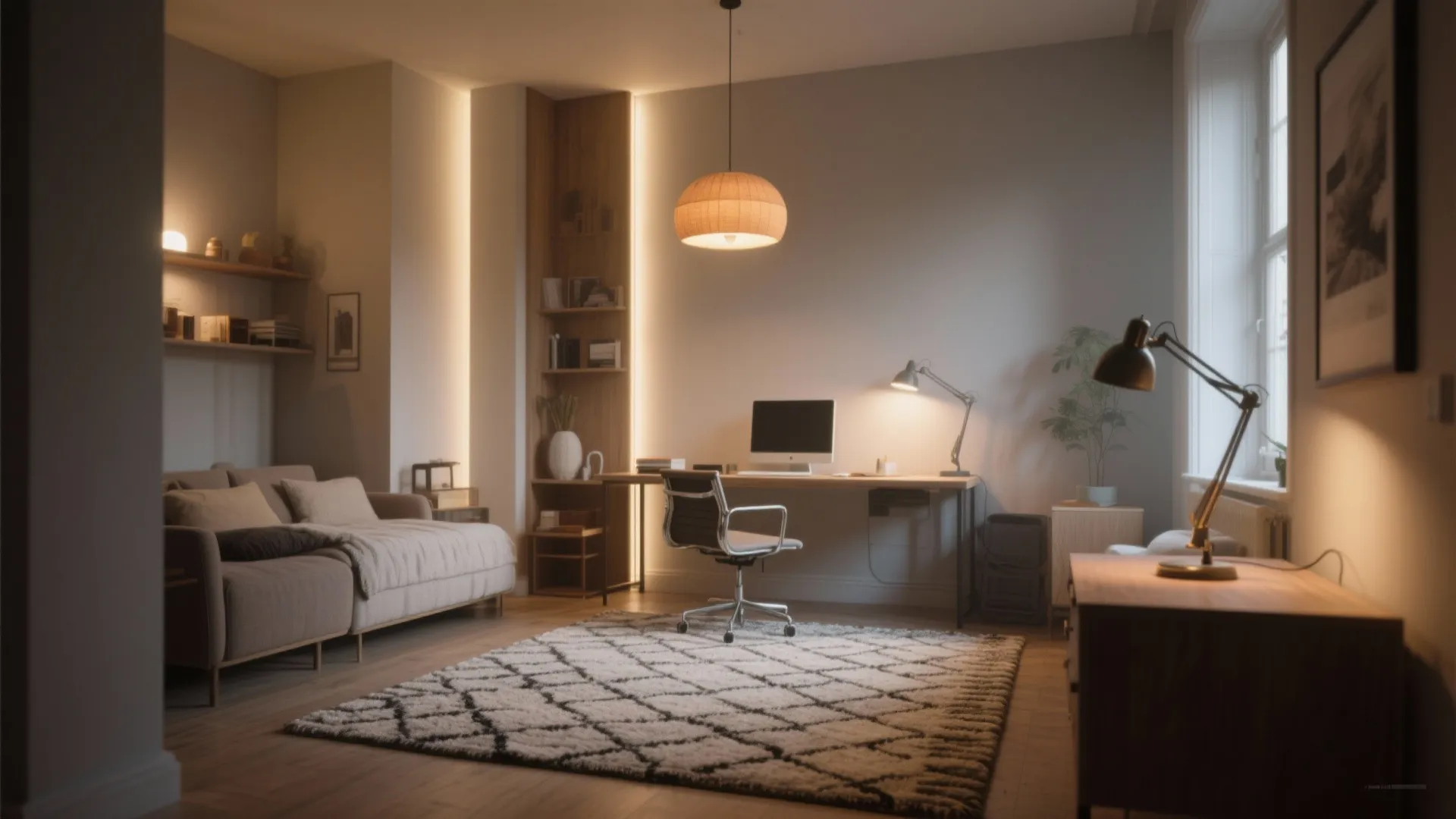 3. Create zones with lighting and rugs