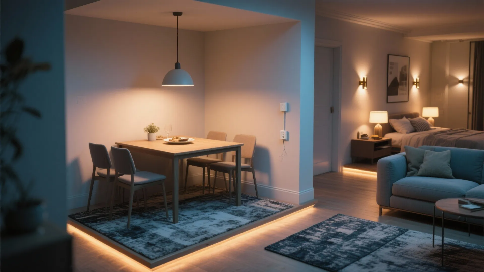2. Zone with Smart Lighting and Rugs