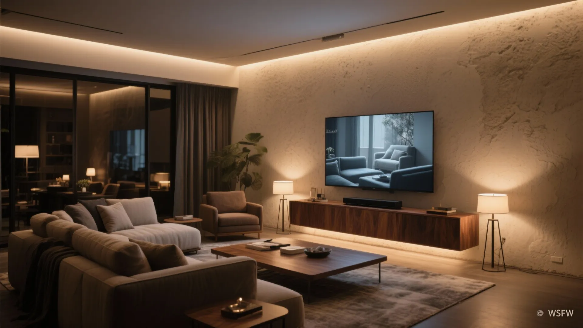 Layered Lighting That Shifts From Movie to Party