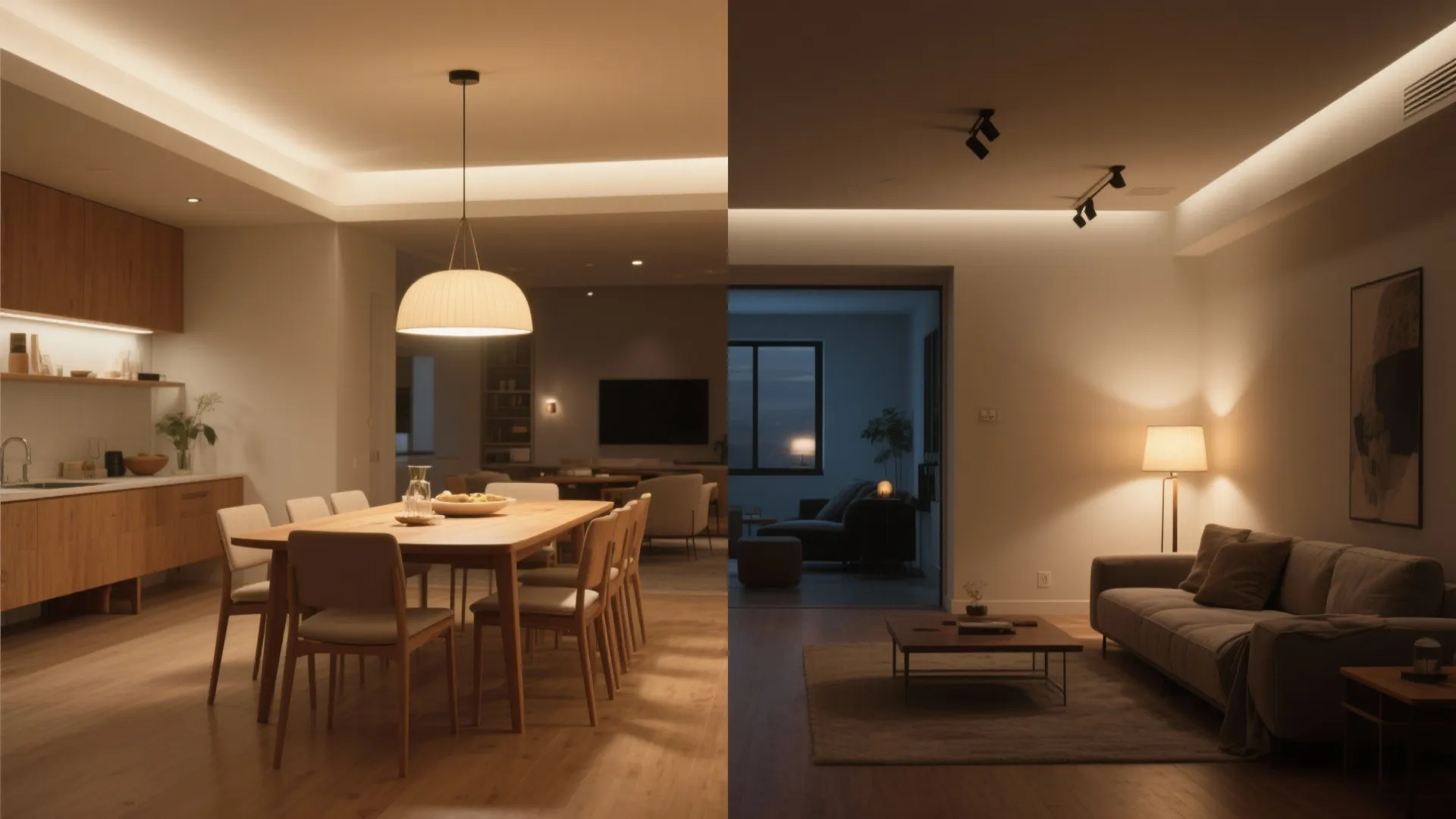 Layered lighting scenes: dine, work, and unwind on cue