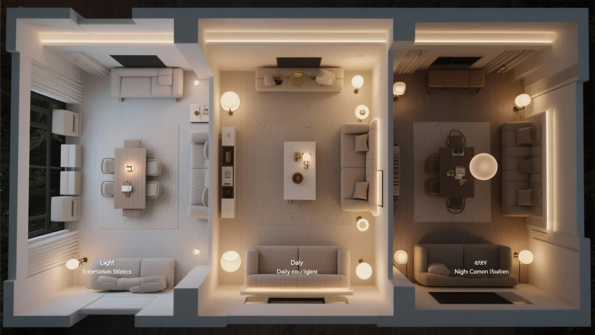 Light layering for serene, hotel-like ambience