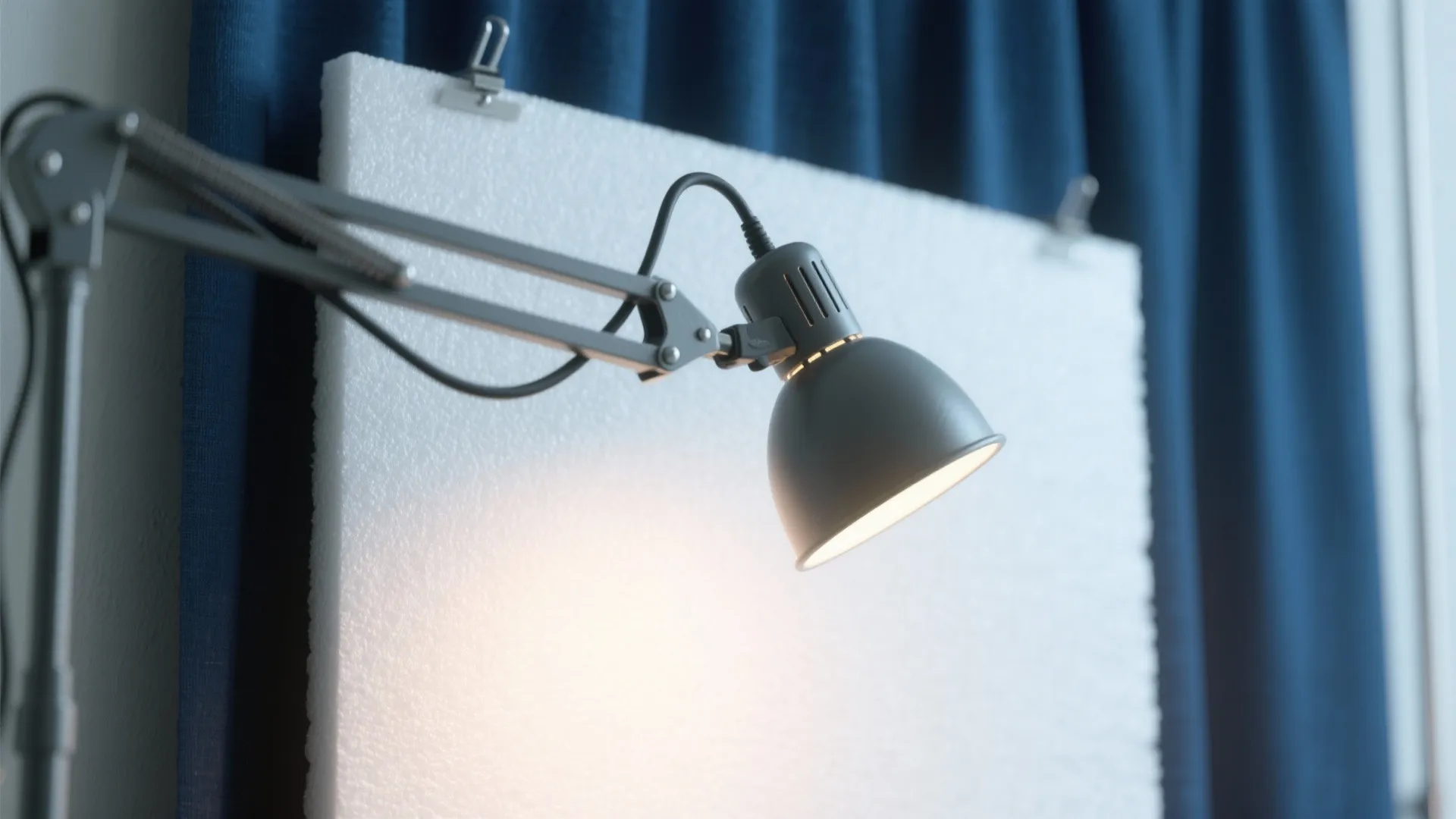 High-contrast photo nook with simple lighting