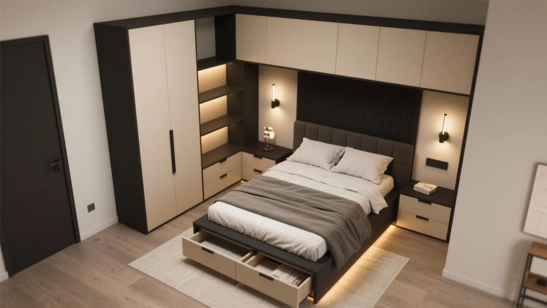 5. Integrated Lighting and Smart Storage