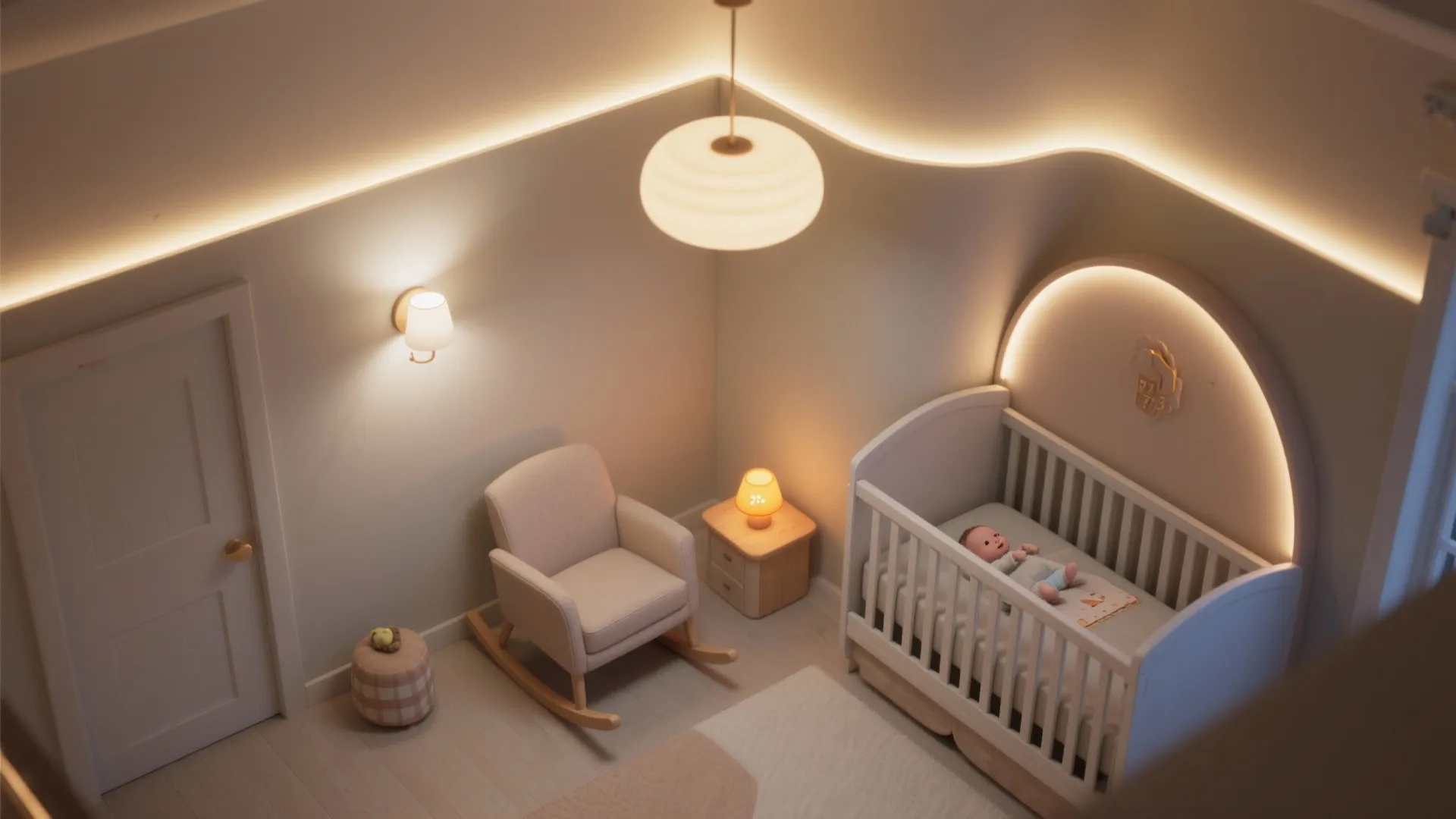 Layered, dimmable lighting for softer nights