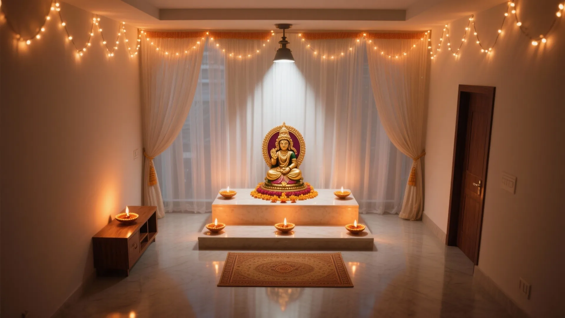 Layered Lighting: Diyas, Fairy Lights, and Hidden LEDs