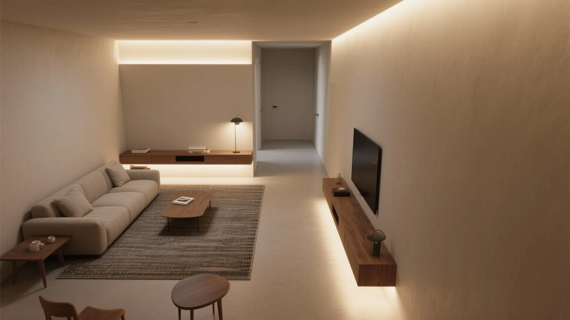 5) Layered lighting and color-coded pathways