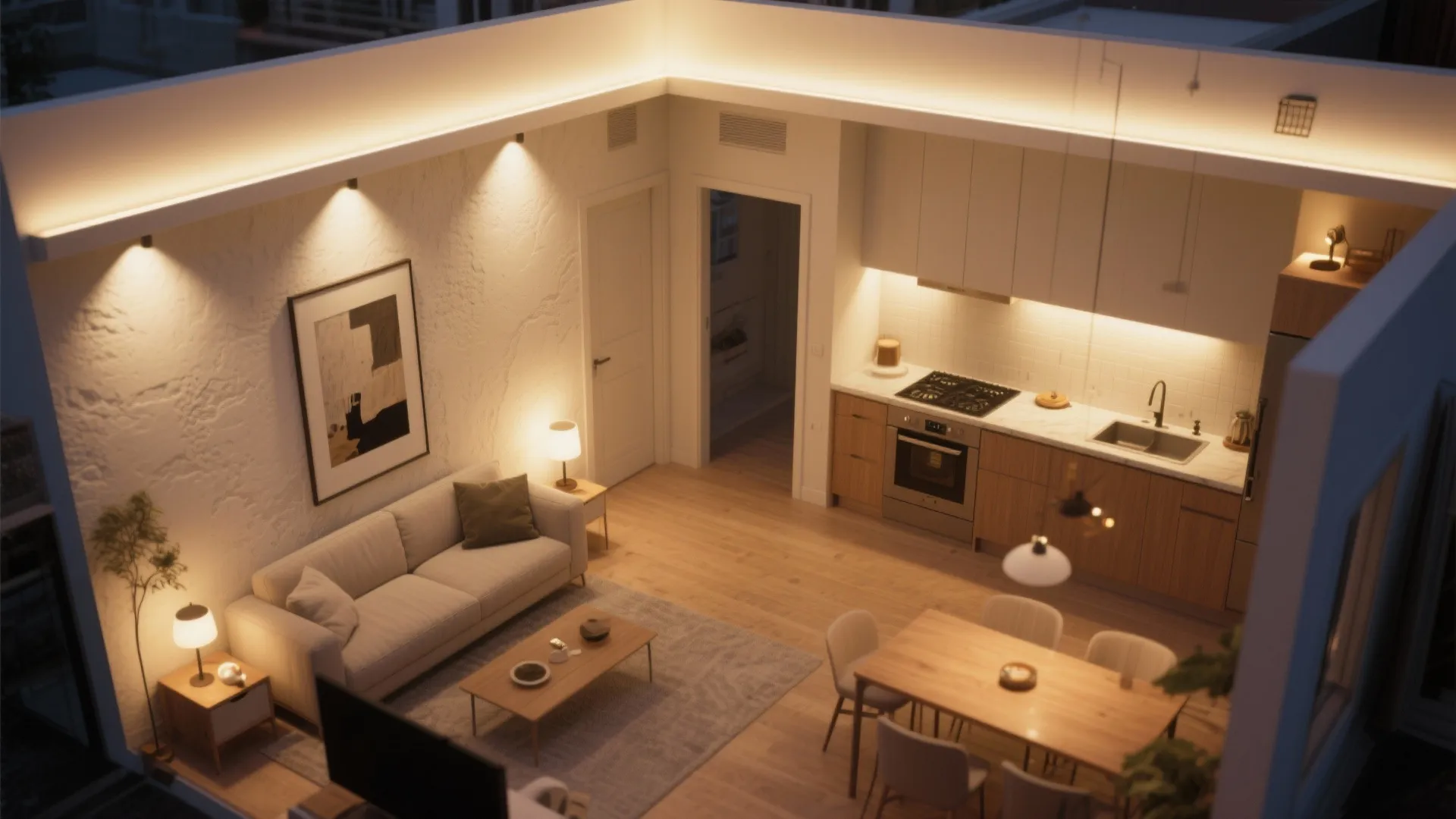 3) Layered Lighting and Smart Dimmers