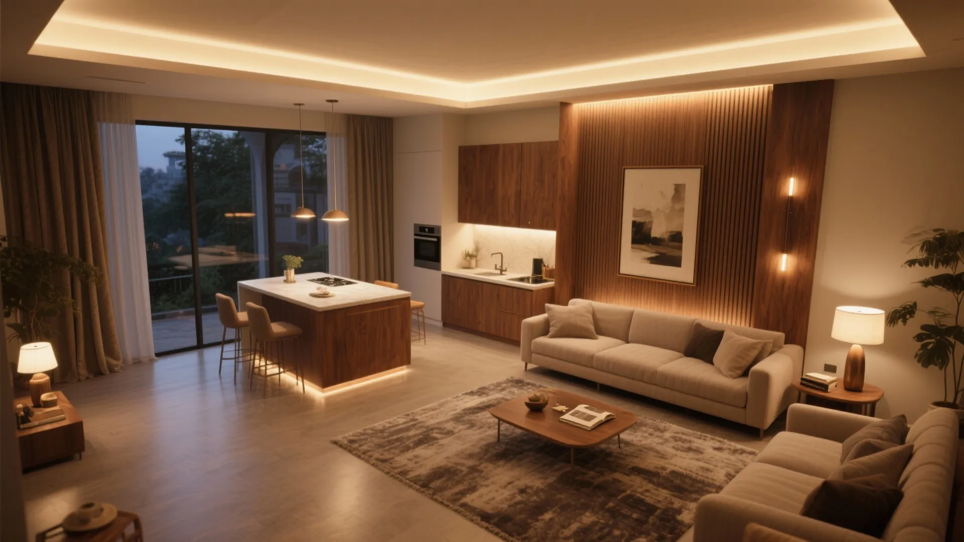 4) Layered Lighting and Quiet Comfort