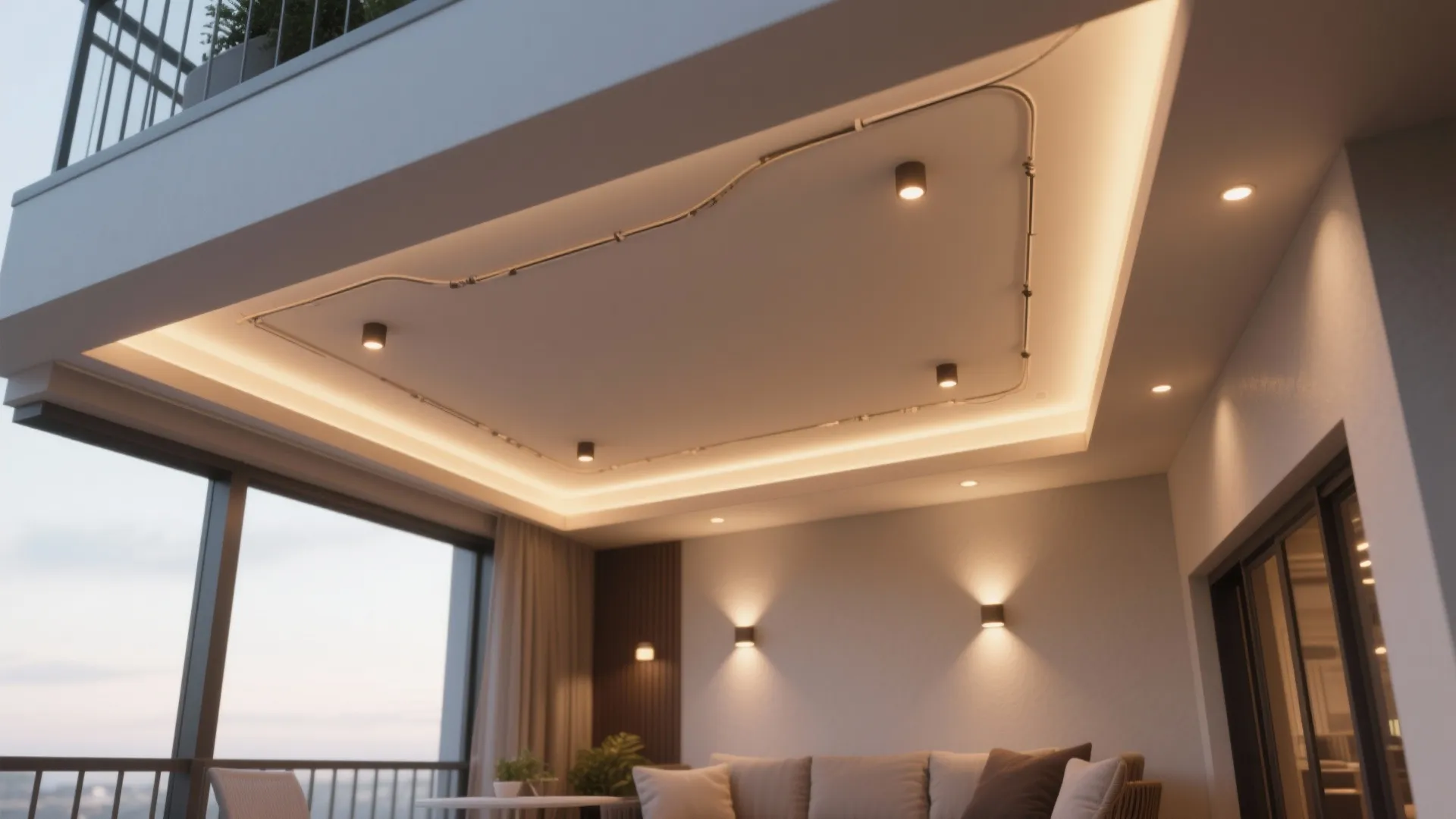 Layered Lighting: LED Strips + Recessed Spots