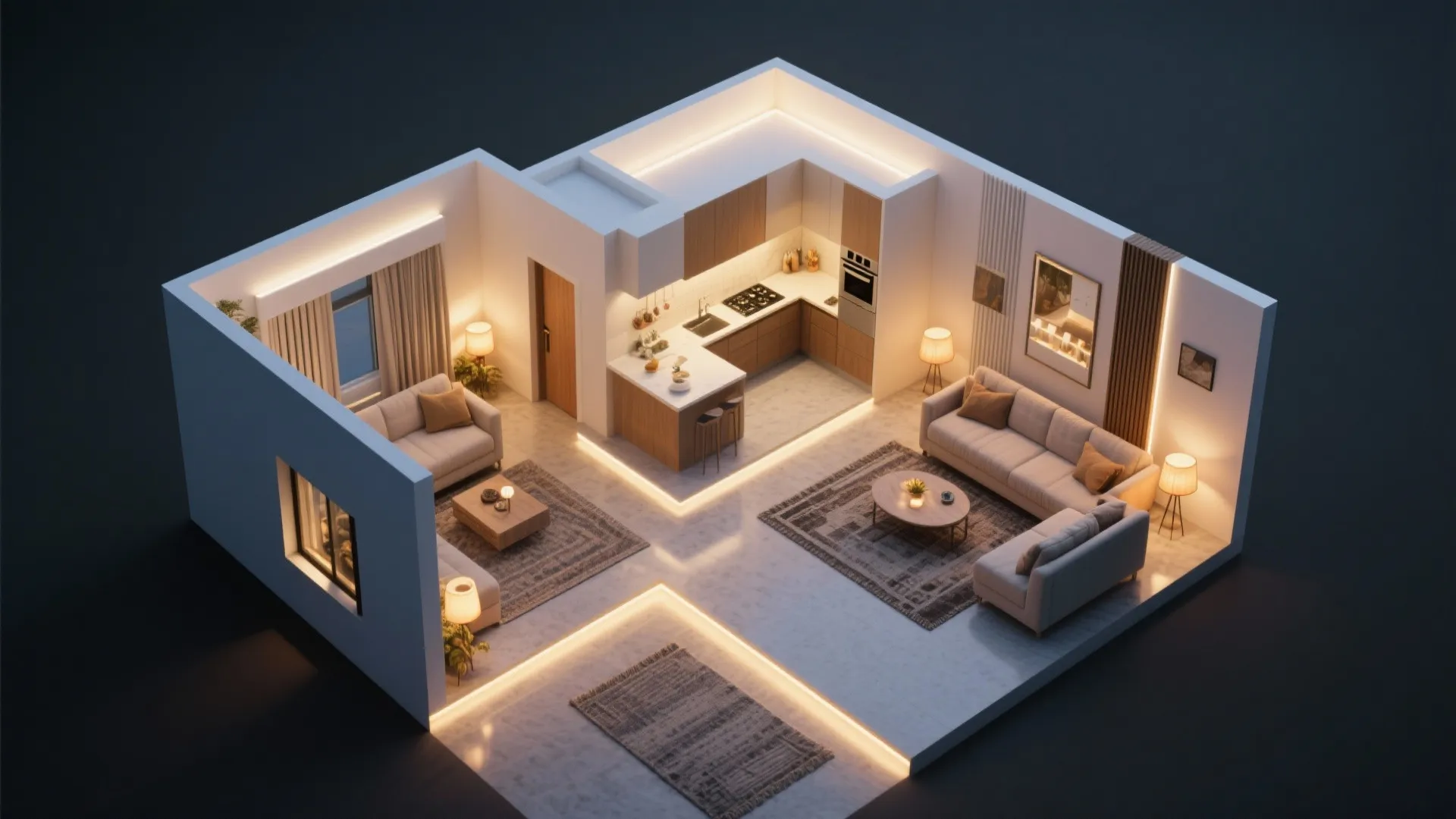 Smart lighting and acoustic zoning for family life
