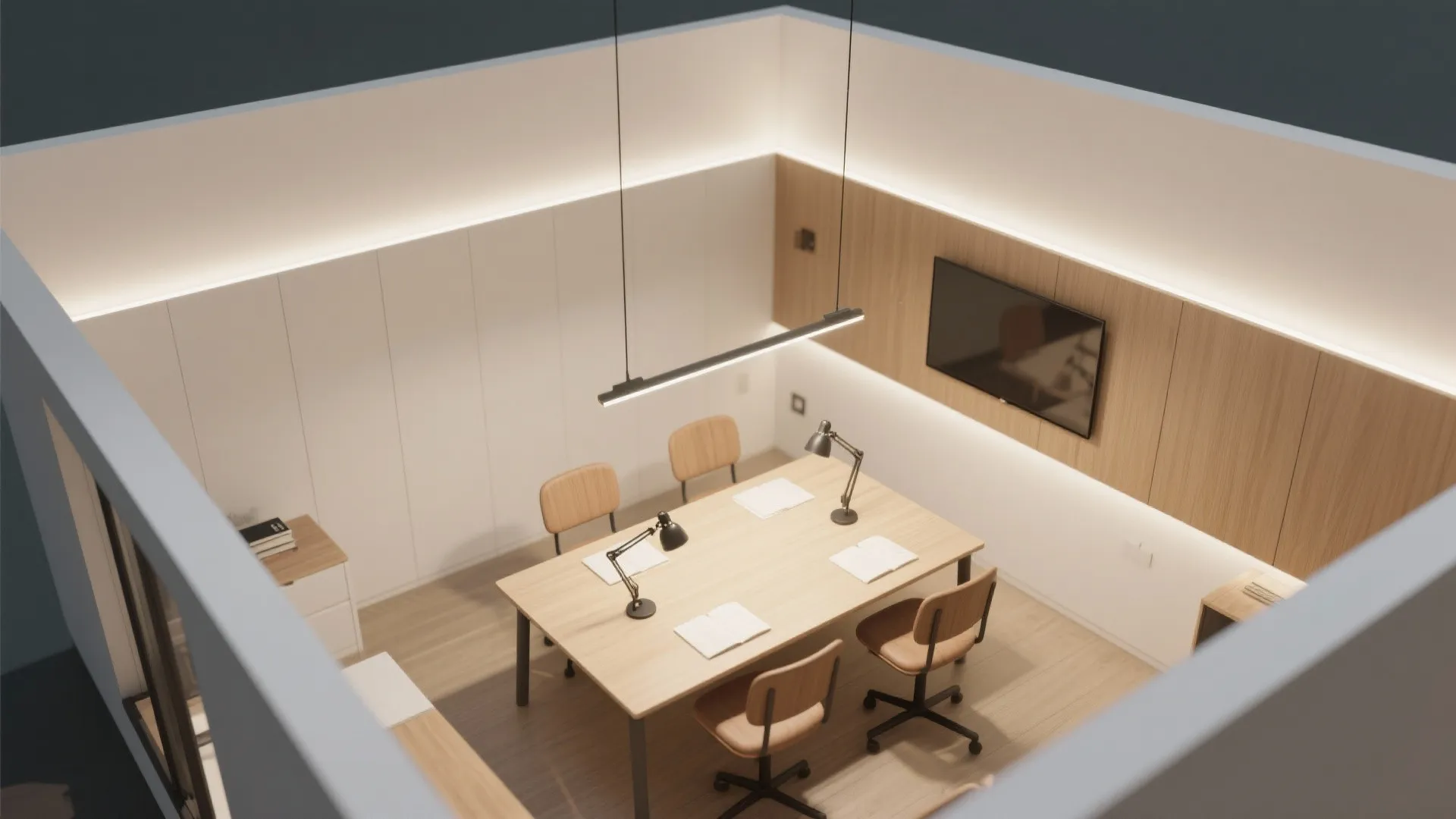 Layered lighting that reduces eye strain