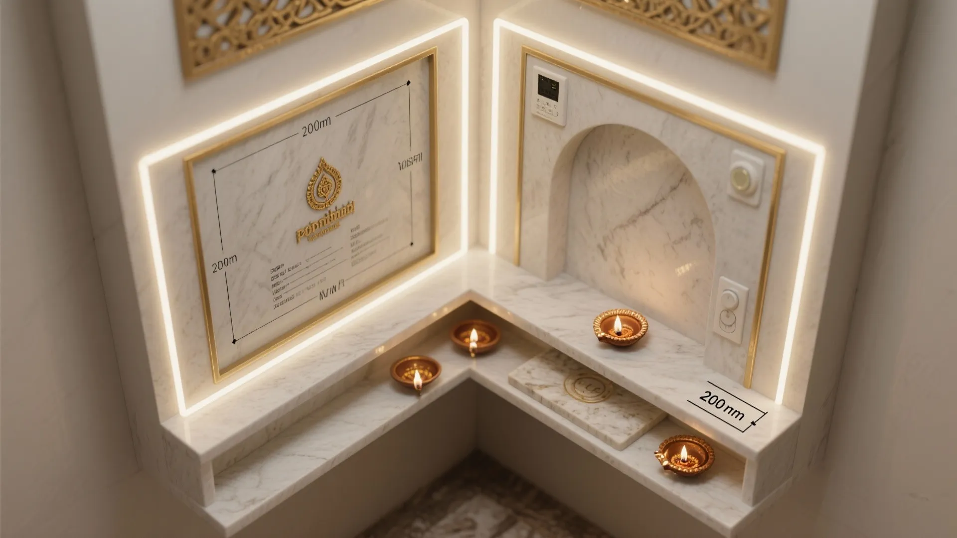 2) Soft Glow Layering: Diffused LEDs, Diyas, and Backlit Panels