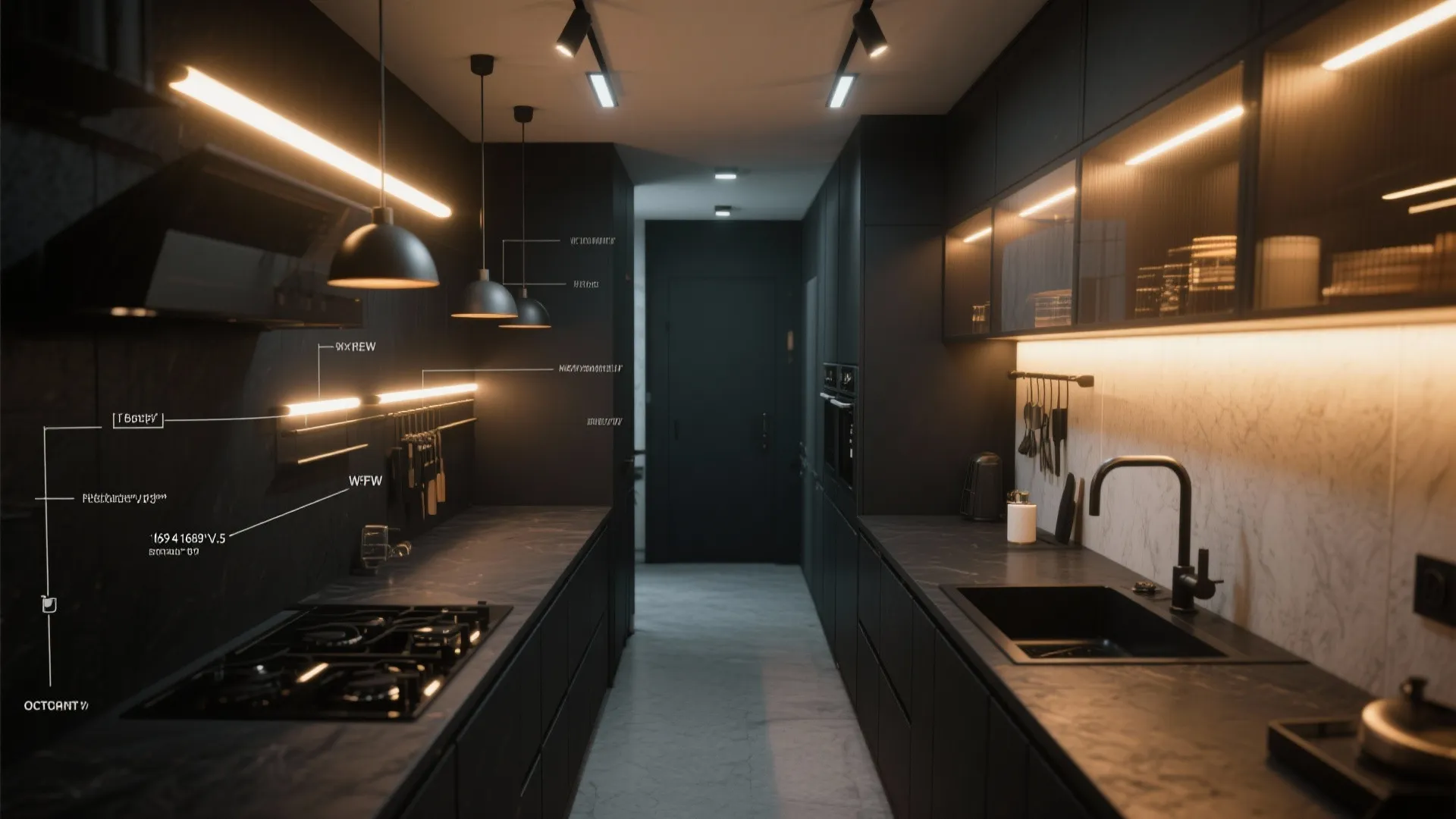4. Pair matte black with clever lighting to avoid the cave effect