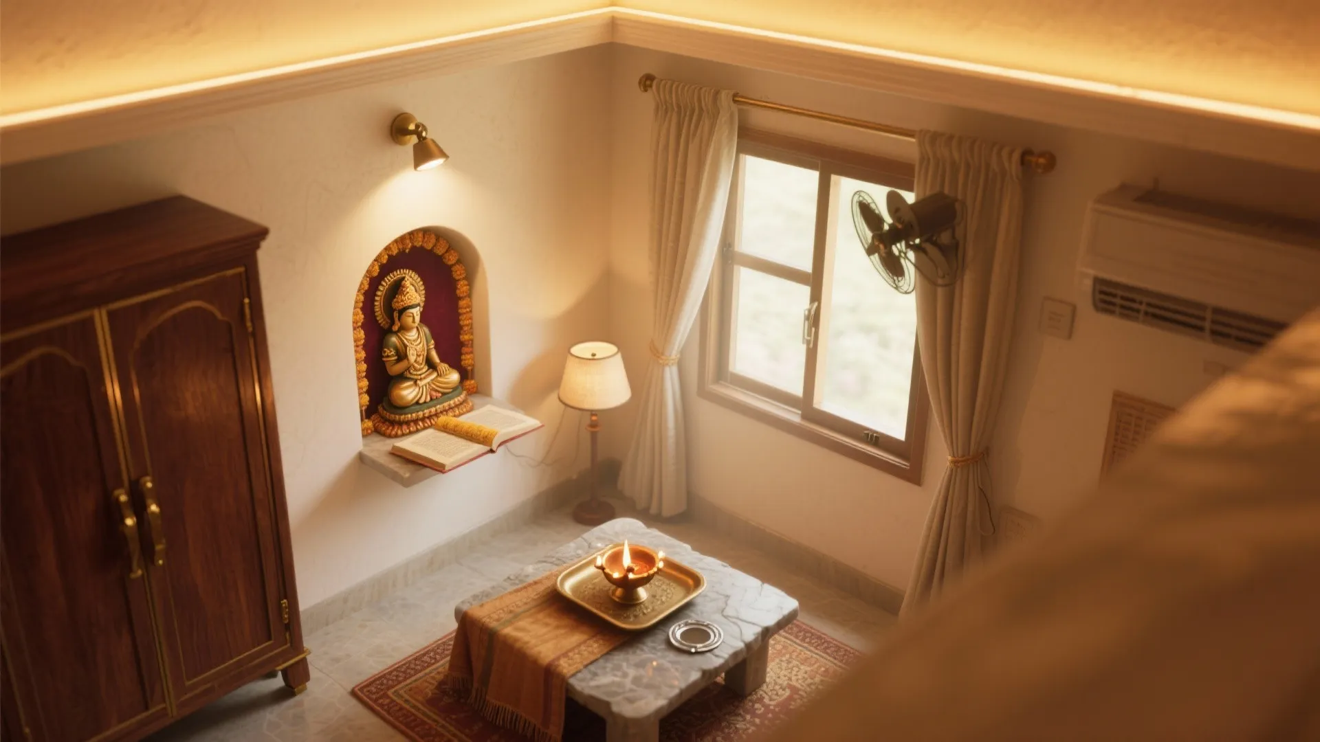 Soft lighting, diya safety, and ventilation